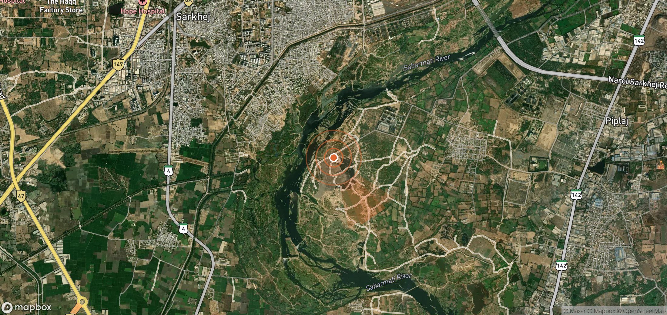 Satellite map of methane plume locations in India