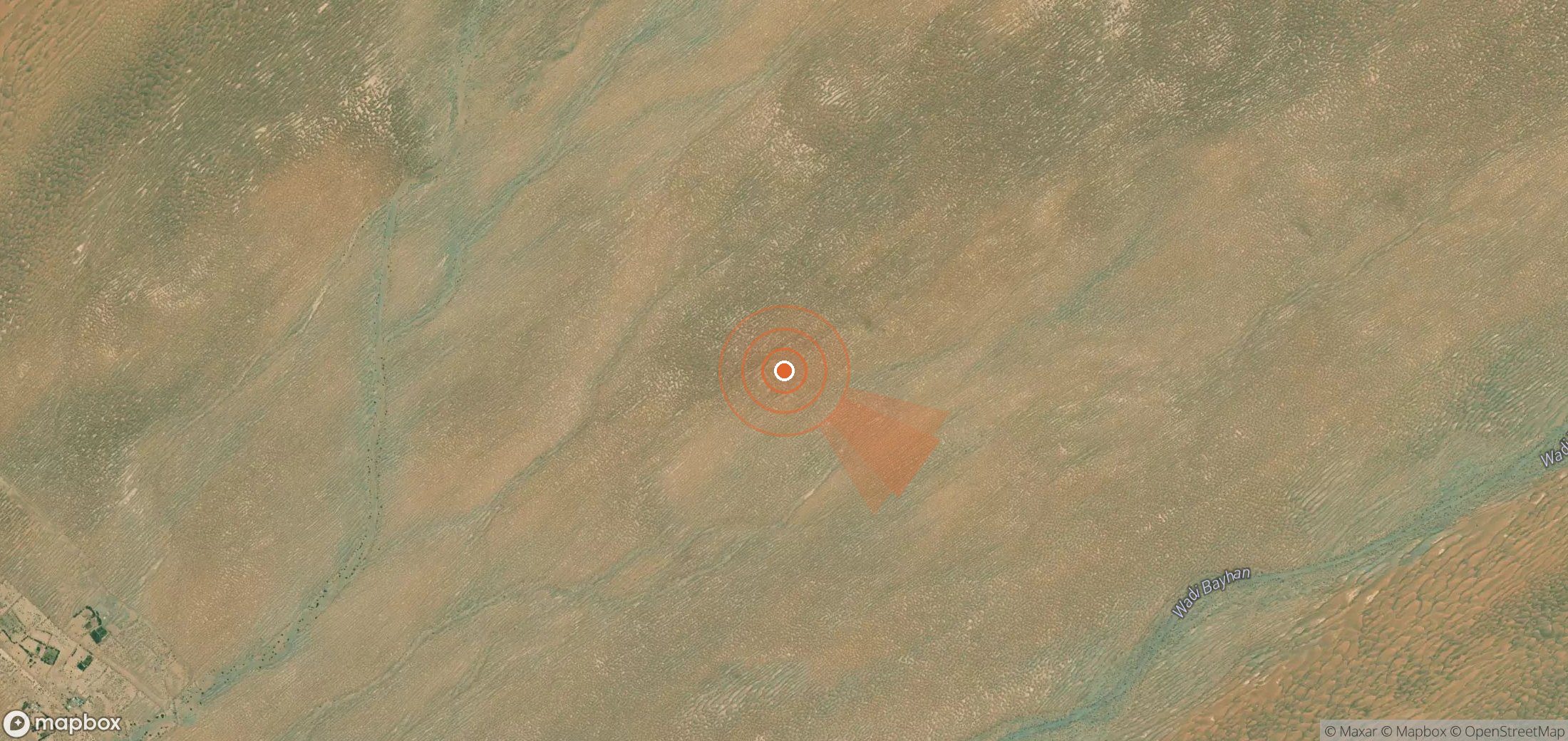 Mapa satelital de plumas de metano en Yemen