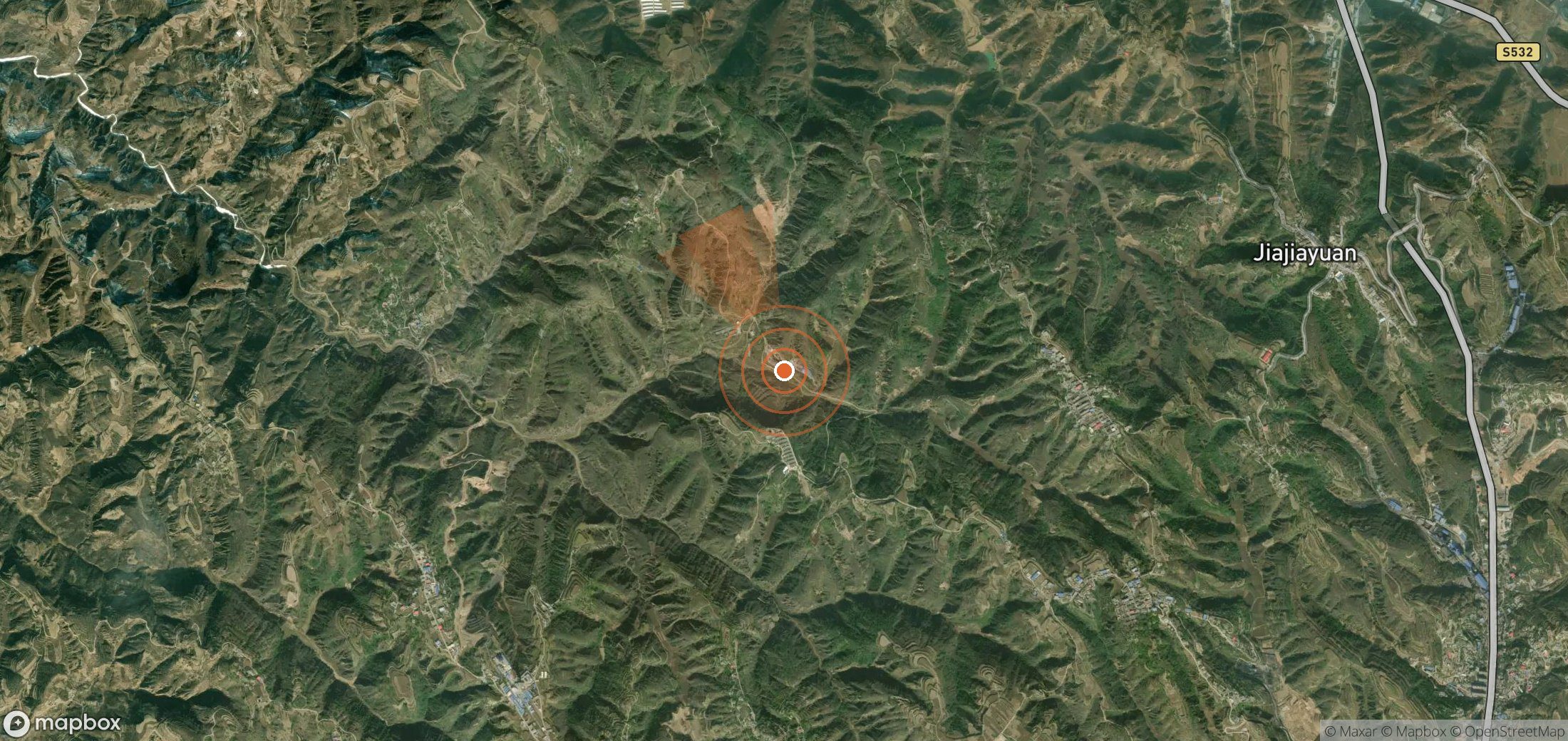 Satellite map of methane plume locations in China