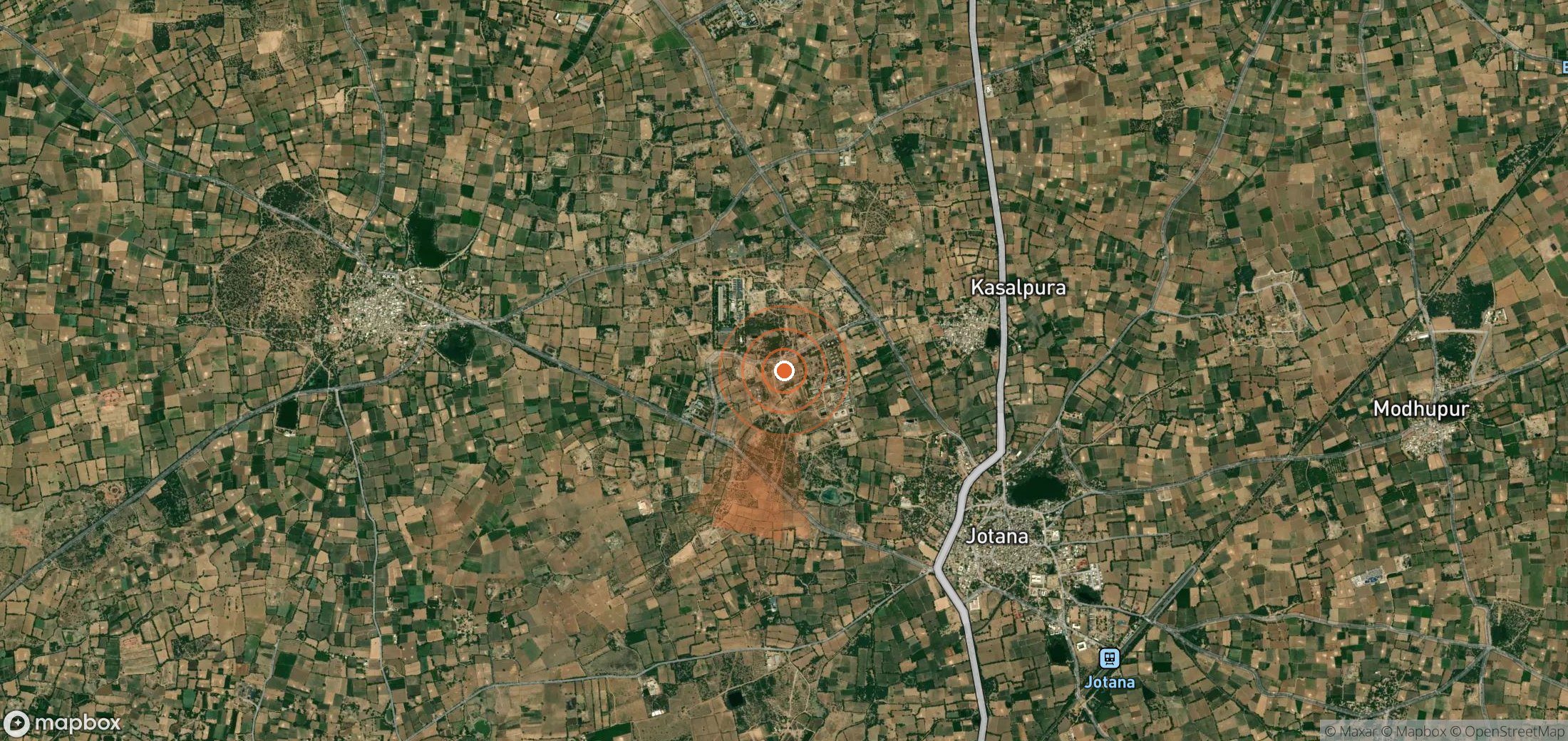 Mapa satelital de plumas de metano en India
