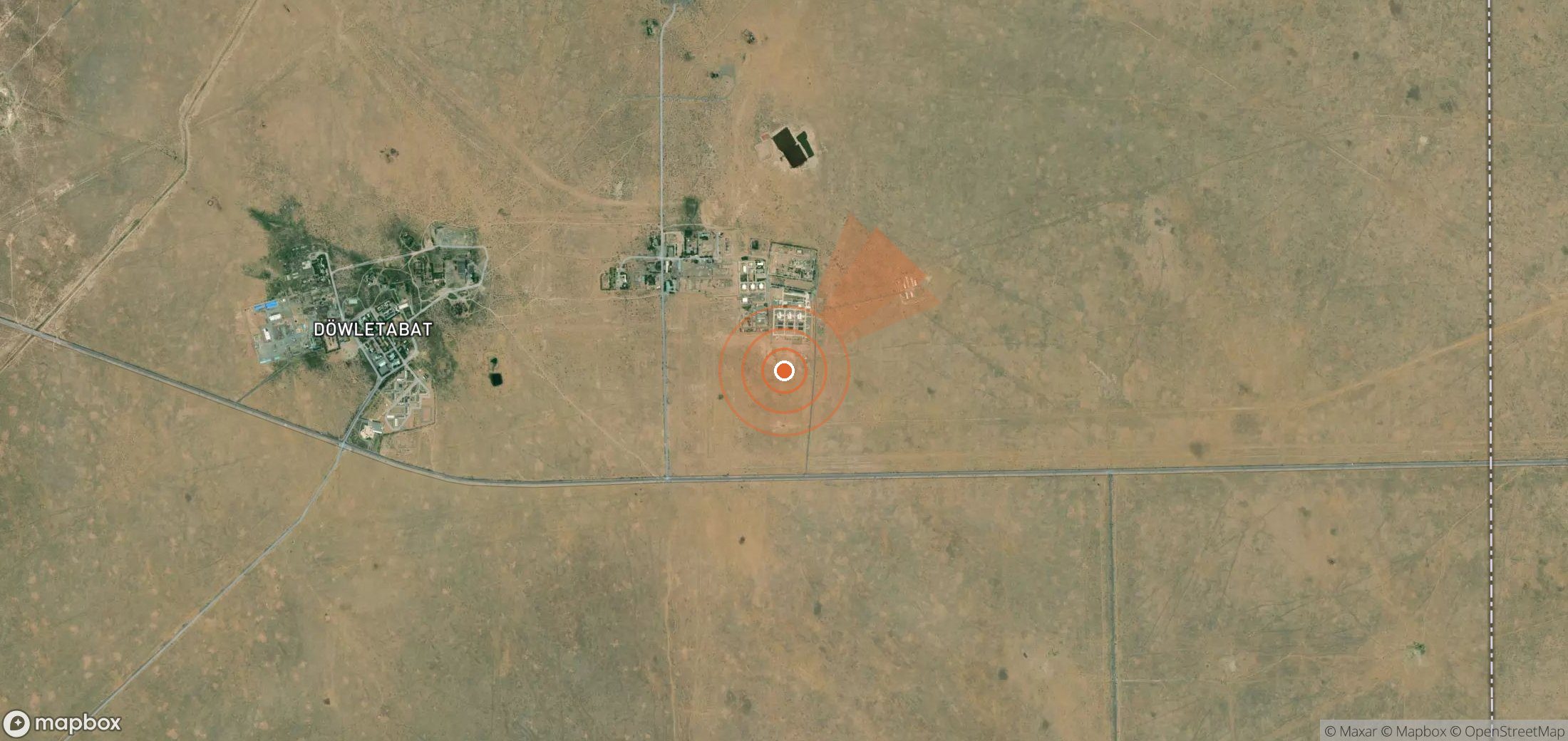 Satellite map of methane plume locations in Turkmenistan