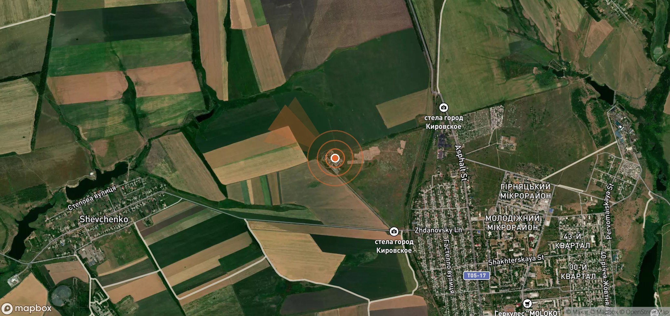 Satellite map of methane plume locations in Ukraine