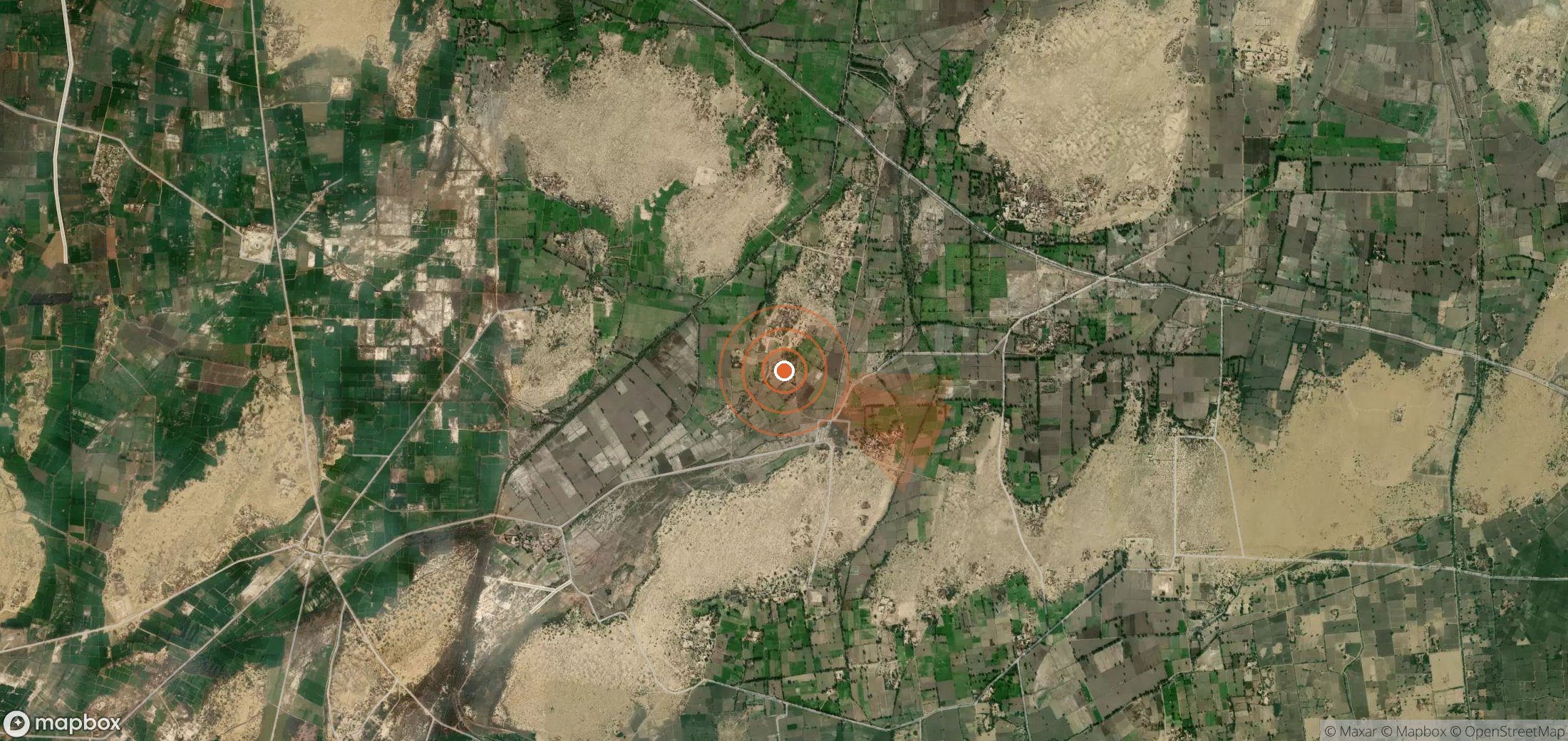 Mapa satelital de plumas de metano en Pakistán