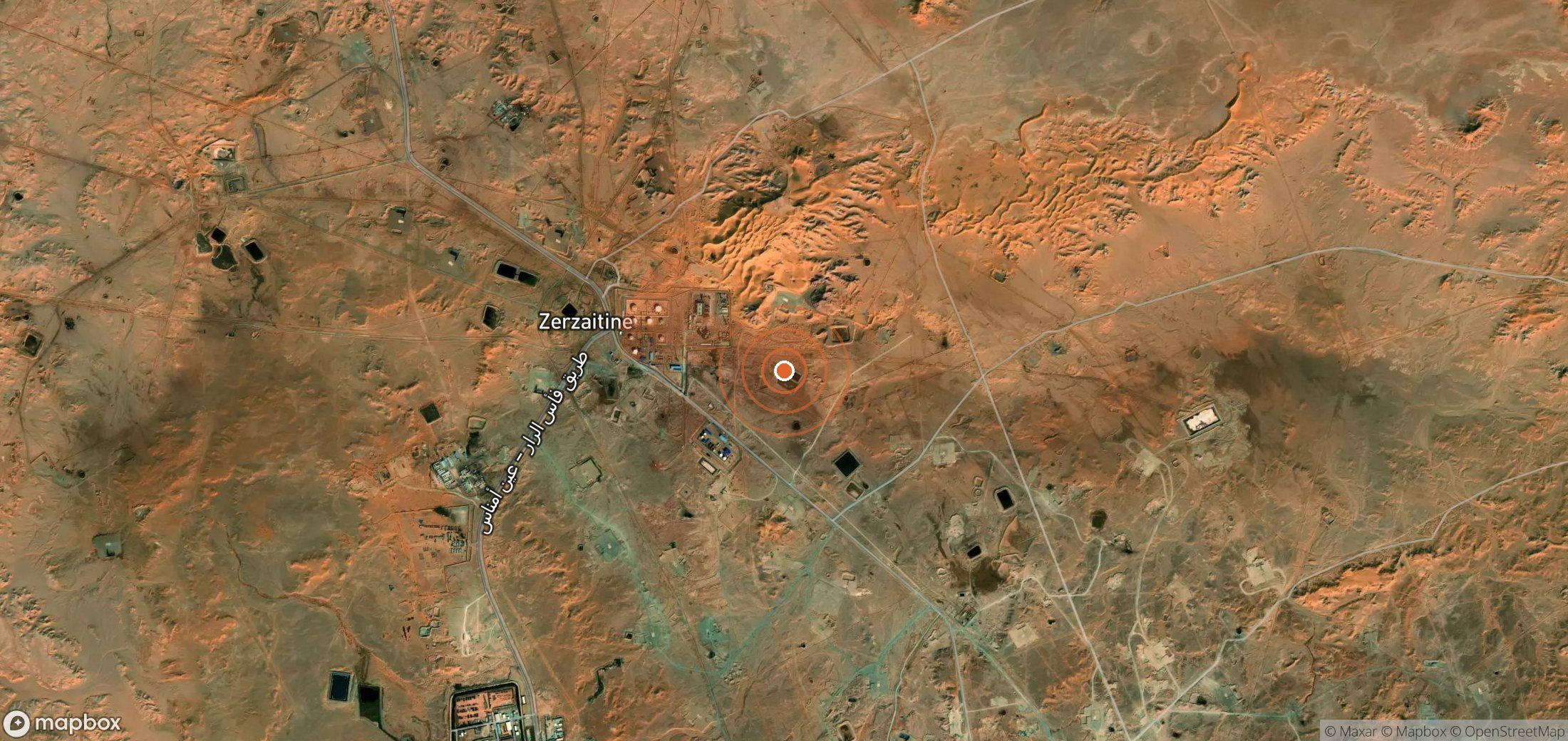 Mapa satelital de plumas de metano en Argelia