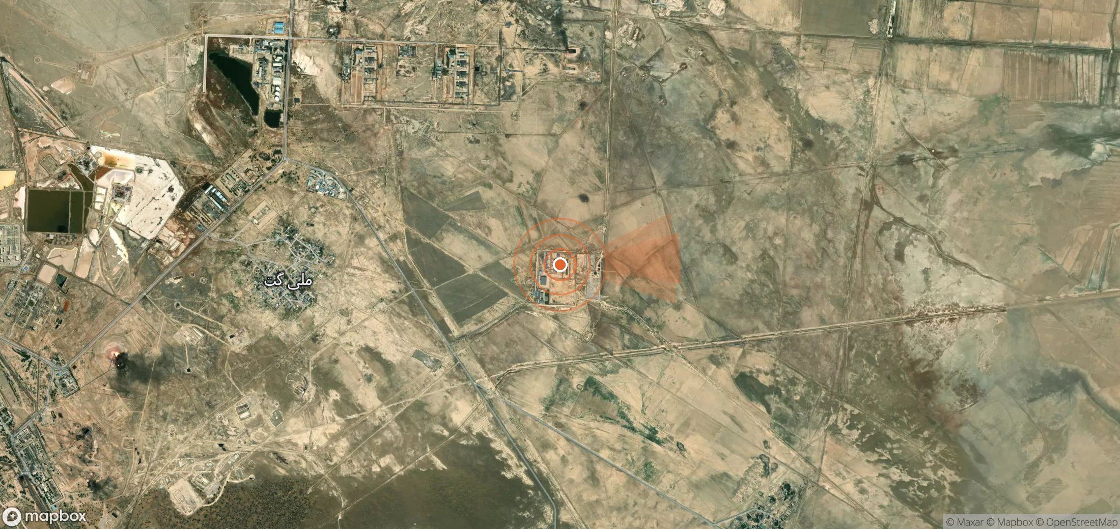Mapa satelital de plumas de metano en Irán