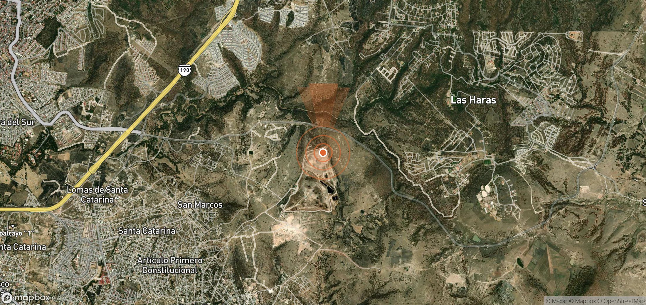 Satellite map of methane plume locations in Mexico