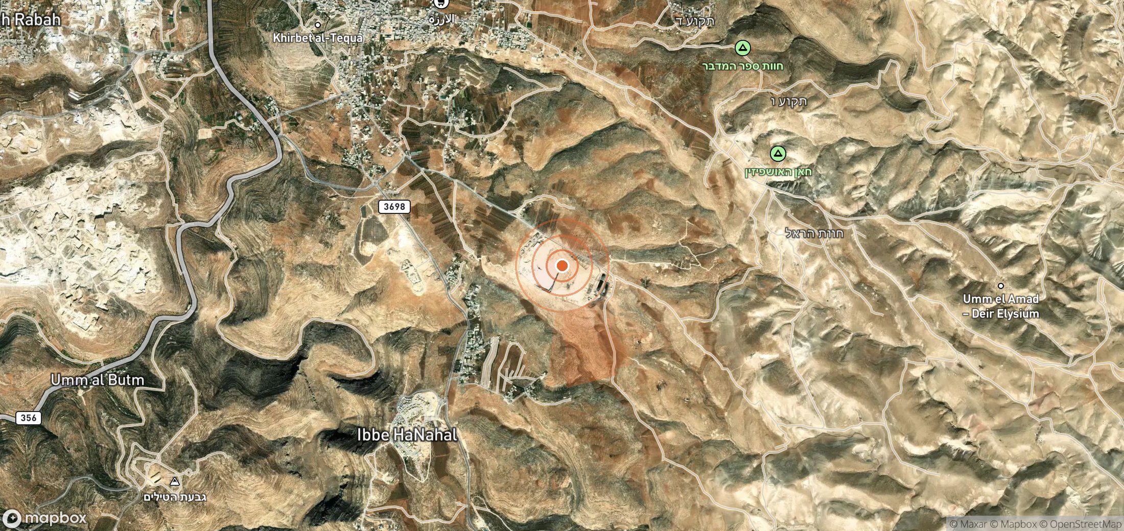 Mapa satelital de plumas de metano en Gaza