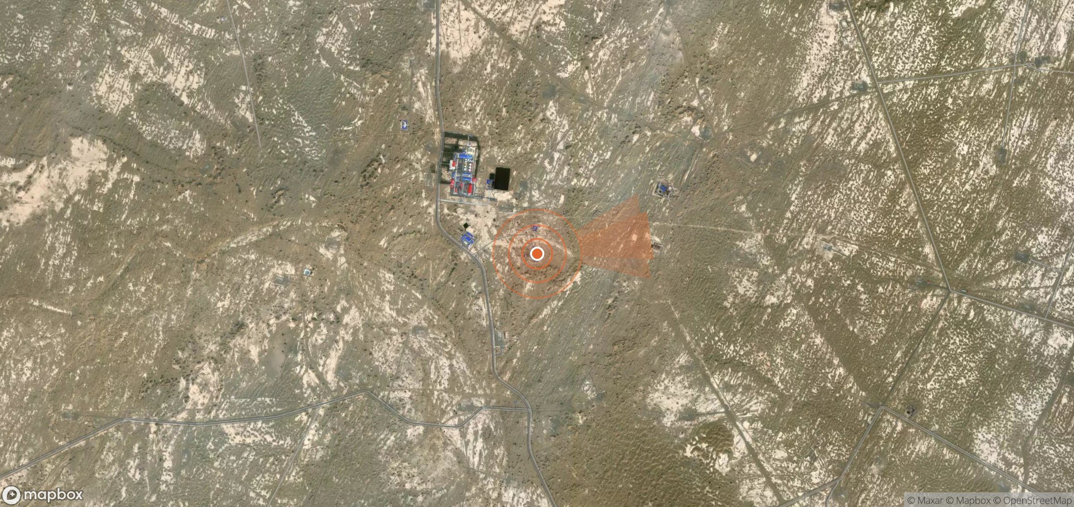 Satellite map of methane plume locations in China