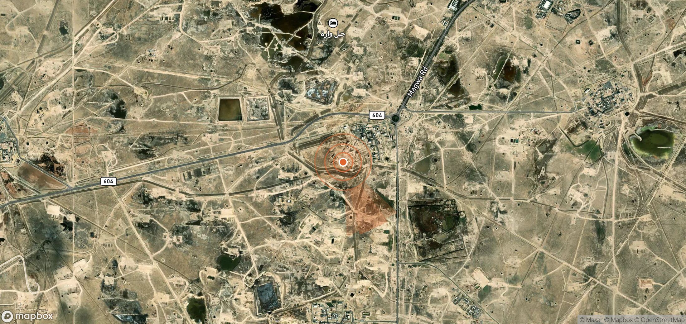 Satellite map of methane plume locations in Kuwait