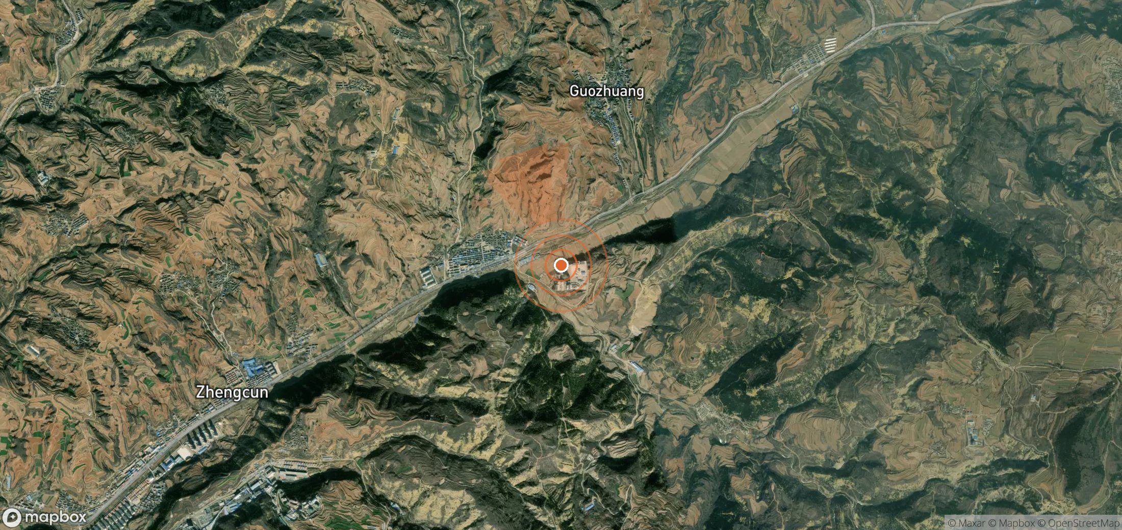 Satellite map of methane plume locations in China