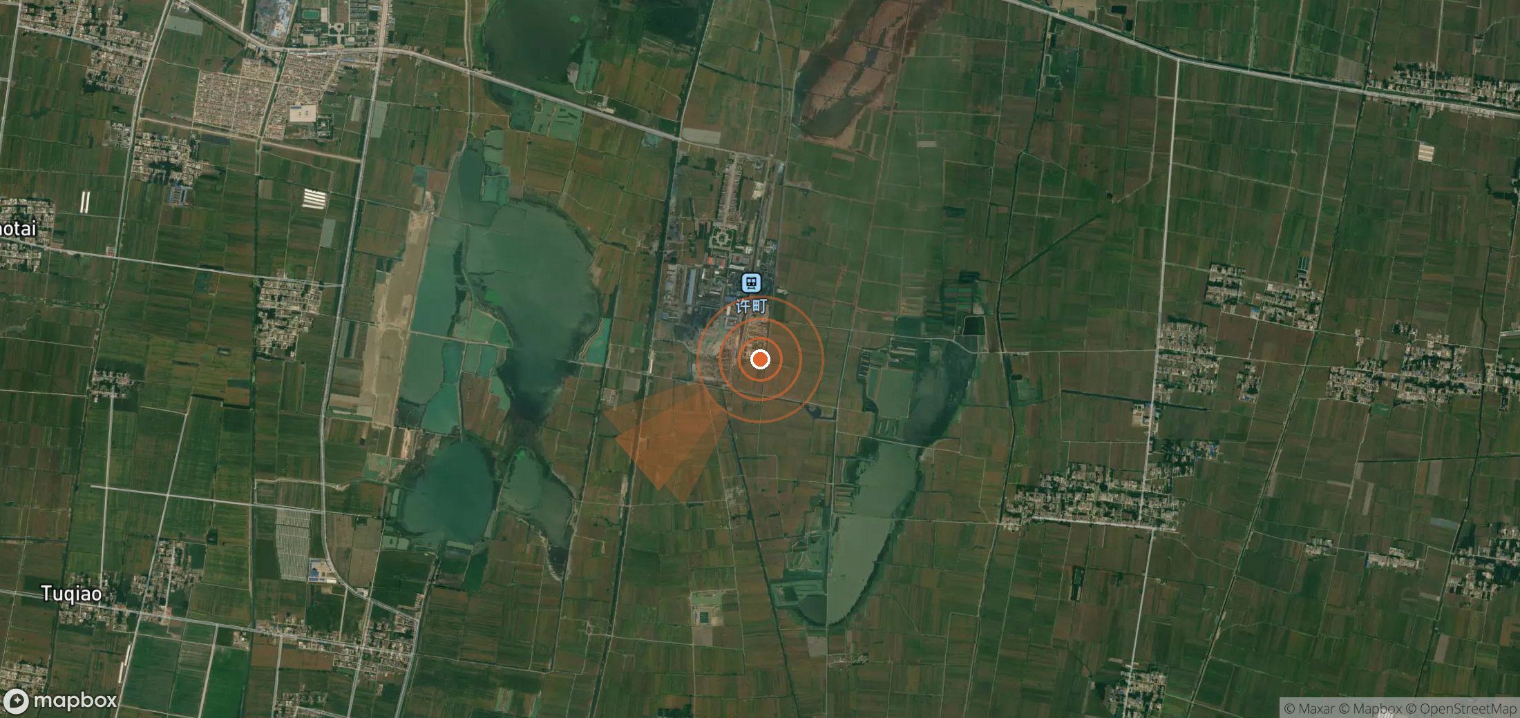 Satellite map of methane plume locations in China