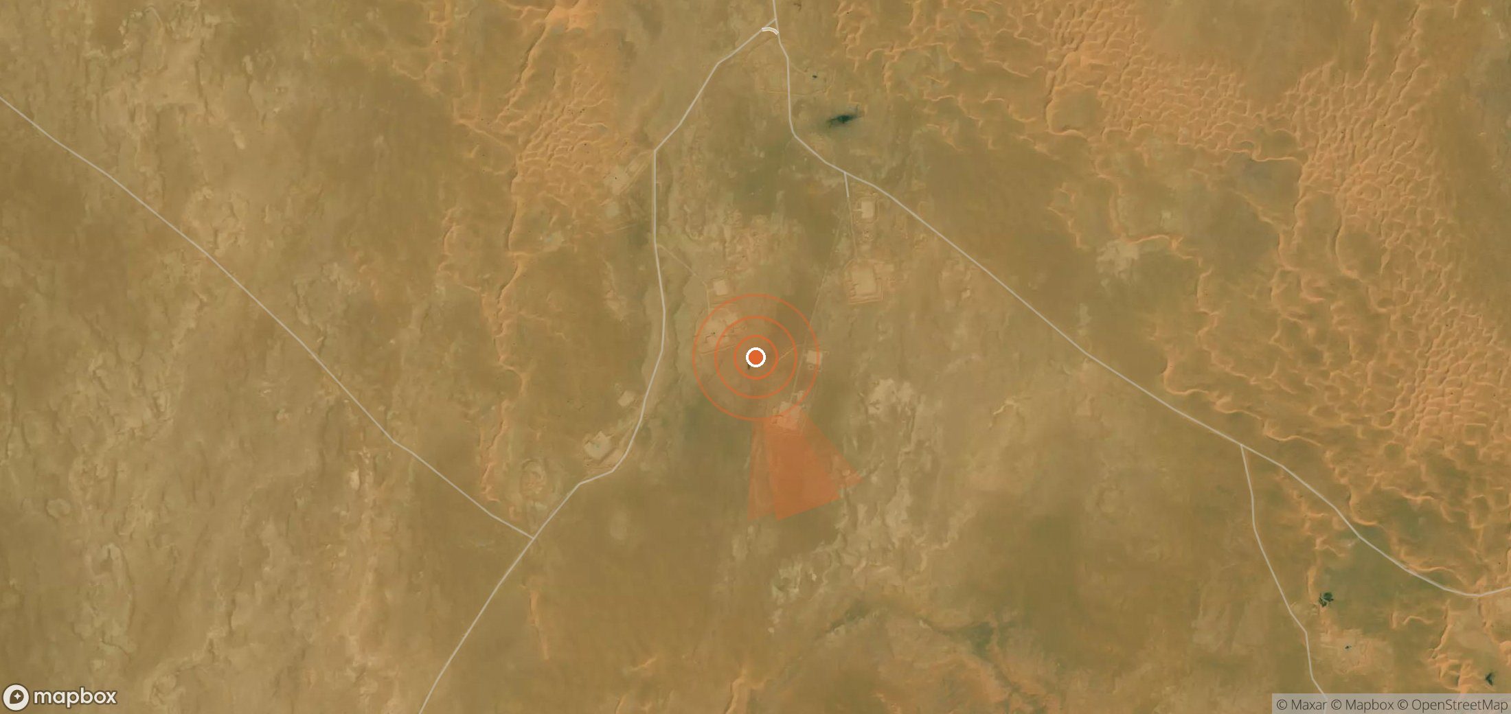 Satellite map of methane plume locations in Algeria