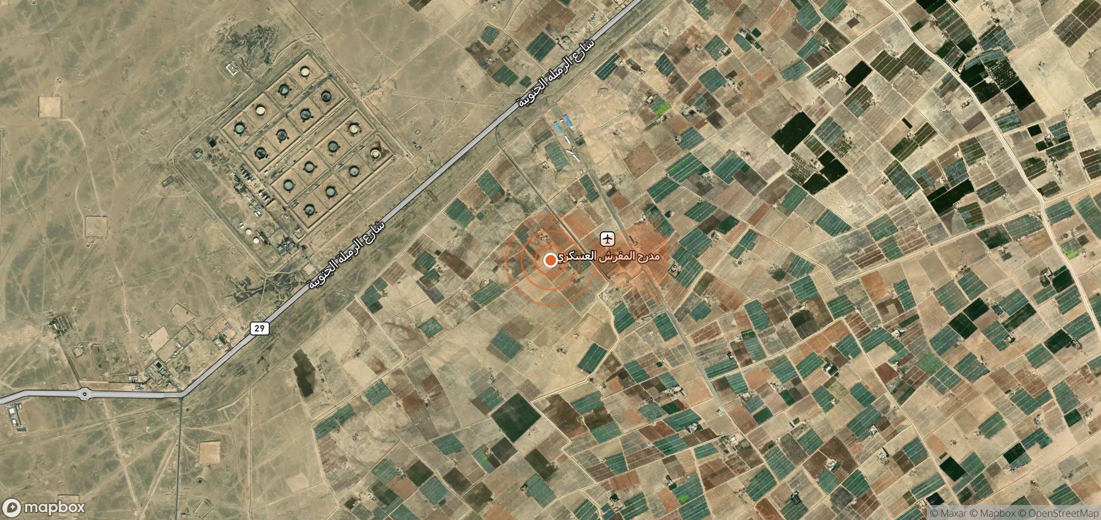 Satellite map of methane plume locations in Iraq