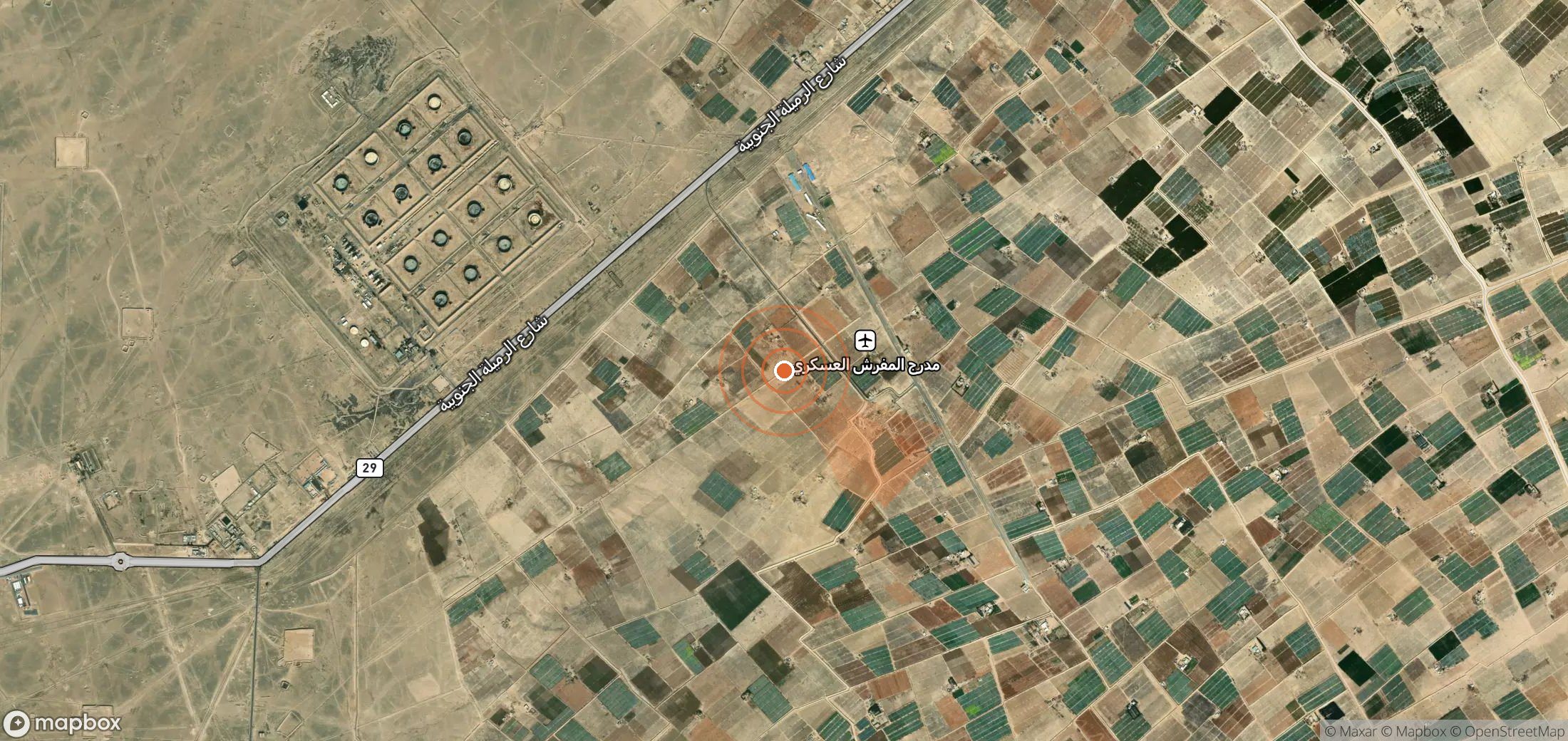 Satellite map of methane plume locations in Iraq