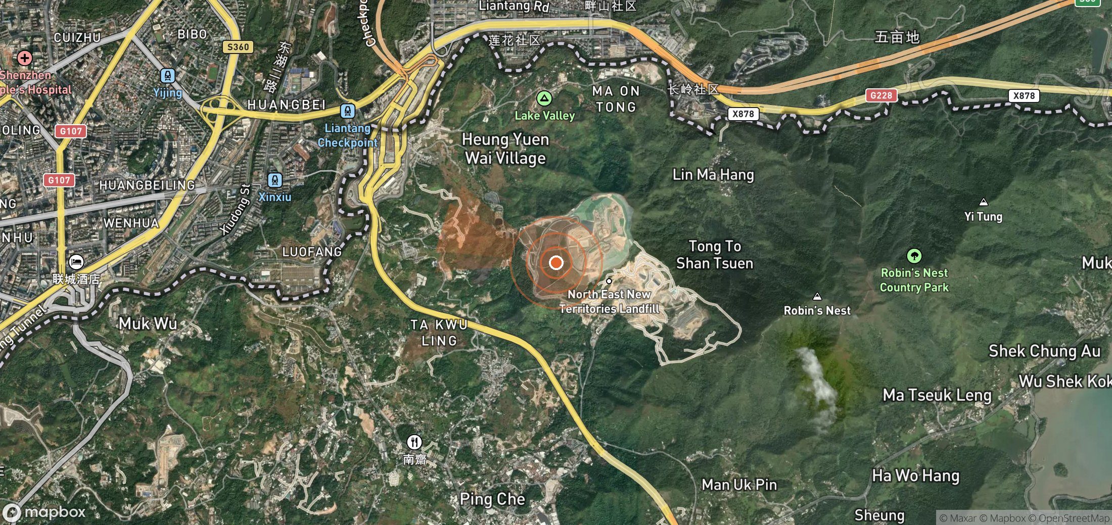 Satellite map of methane plume locations in China