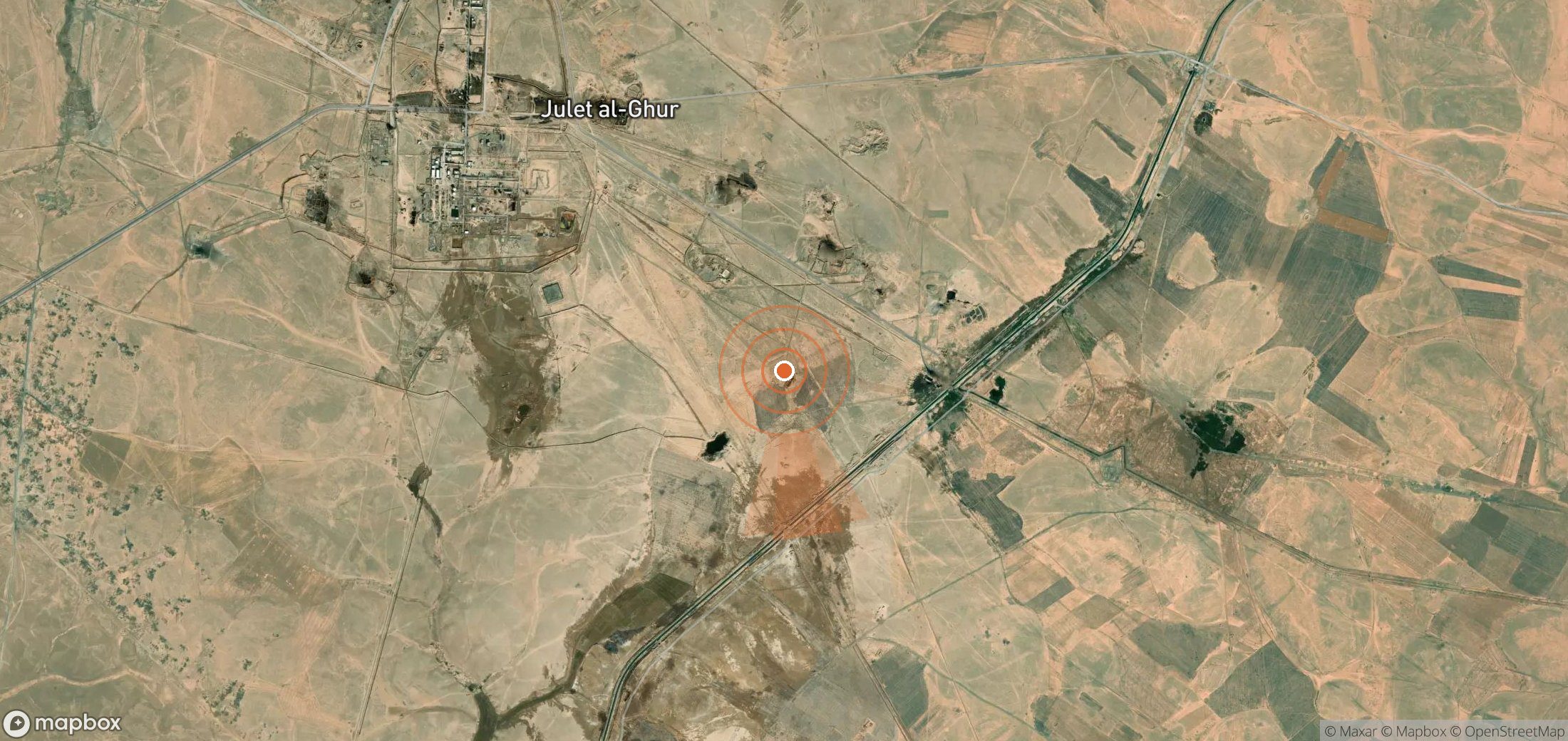 Satellite map of methane plume locations in Syria