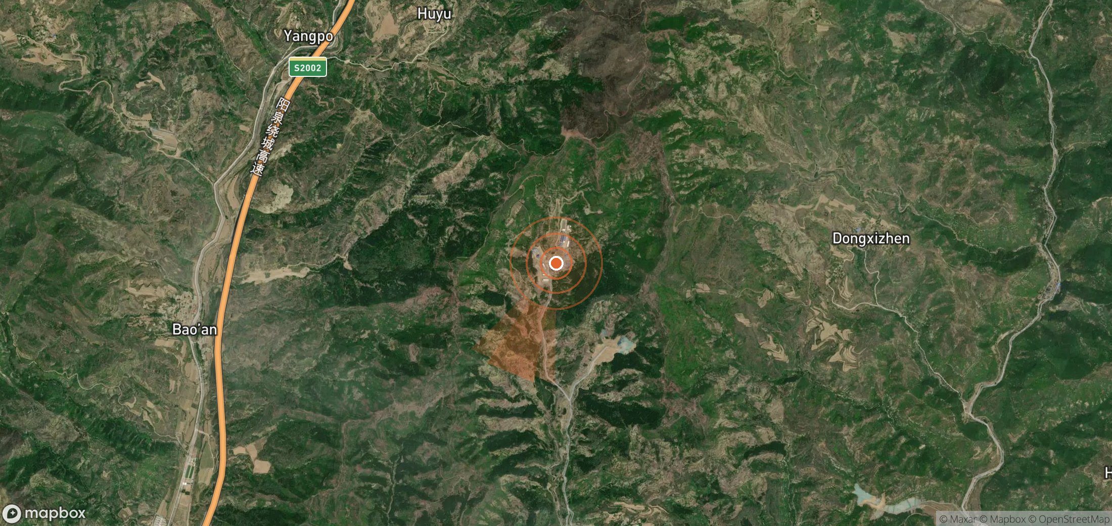 Satellite map of methane plume locations in China