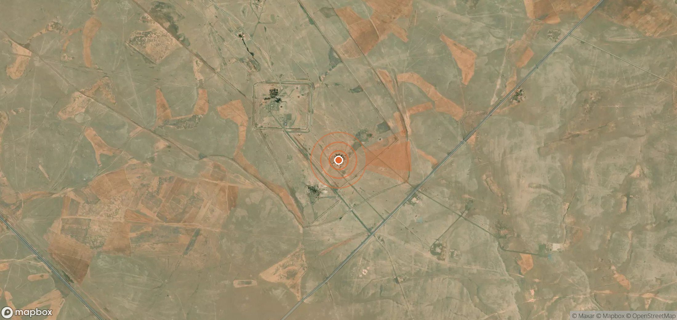 Mapa satelital de plumas de metano en Siria