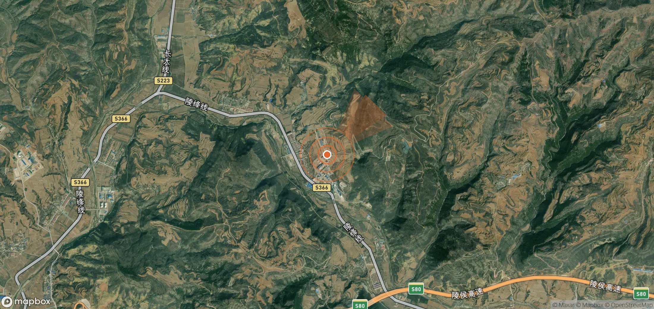 Satellite map of methane plume locations in China