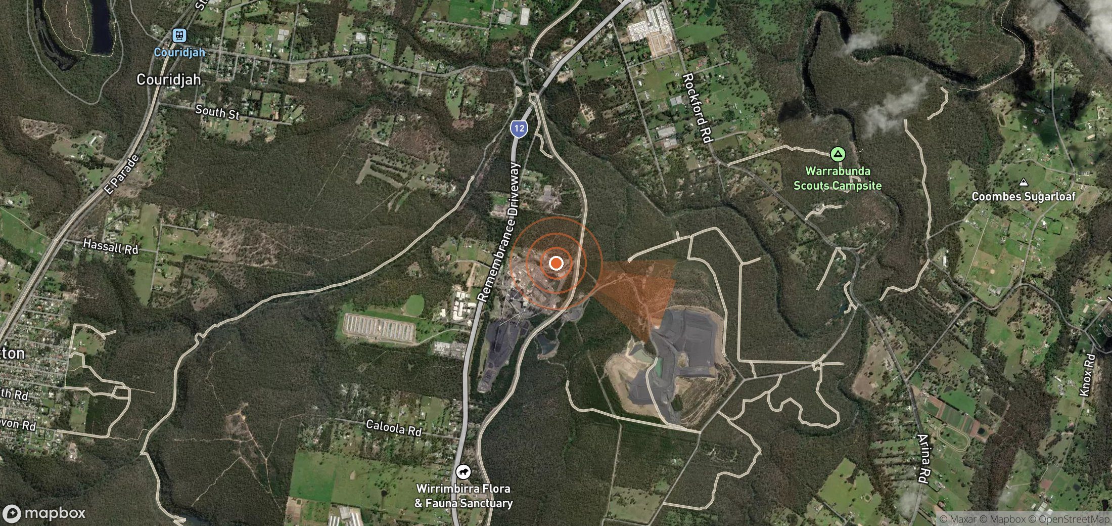 Mapa satelital de plumas de metano en Australia