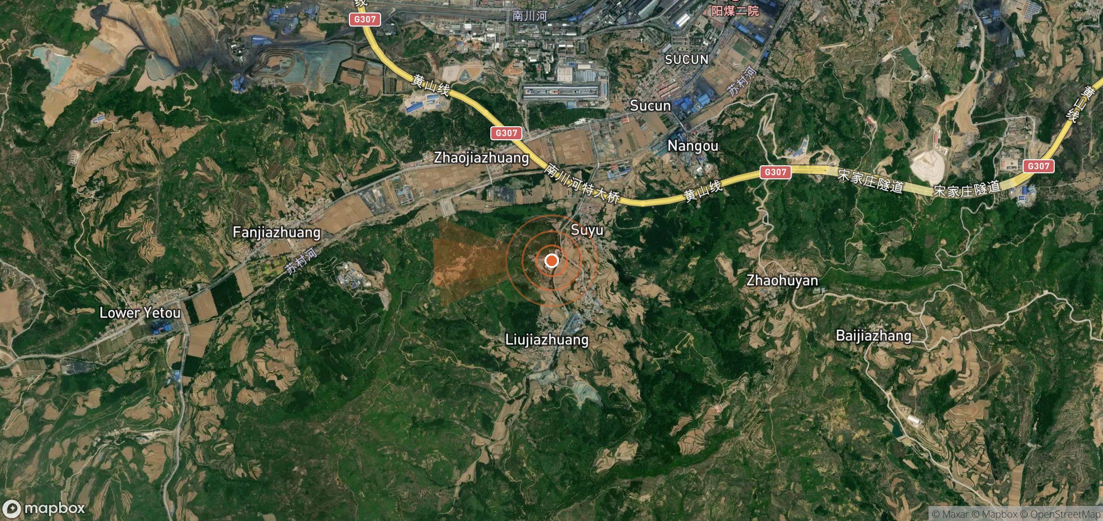 Satellite map of methane plume locations in China