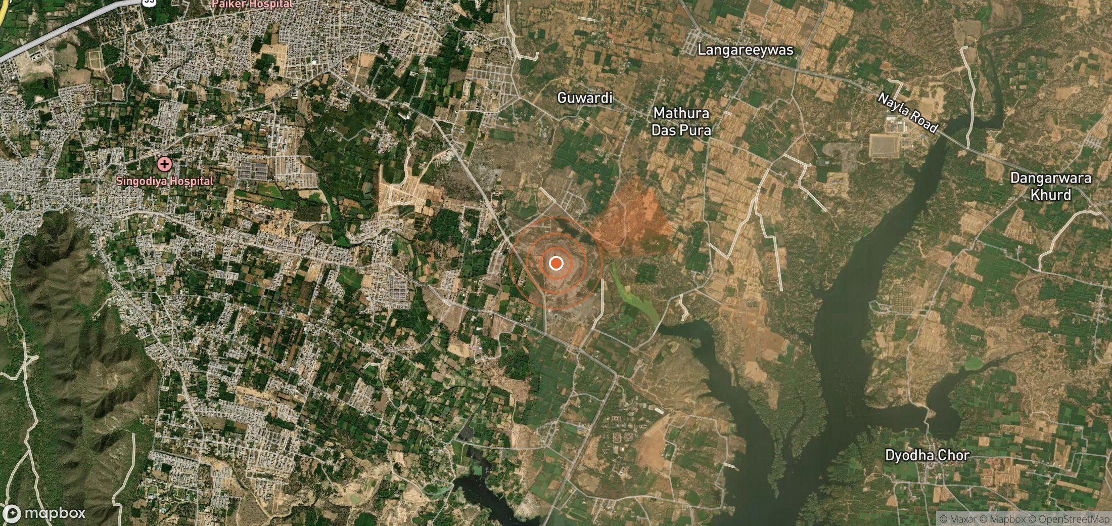 Satellite map of methane plume locations in India