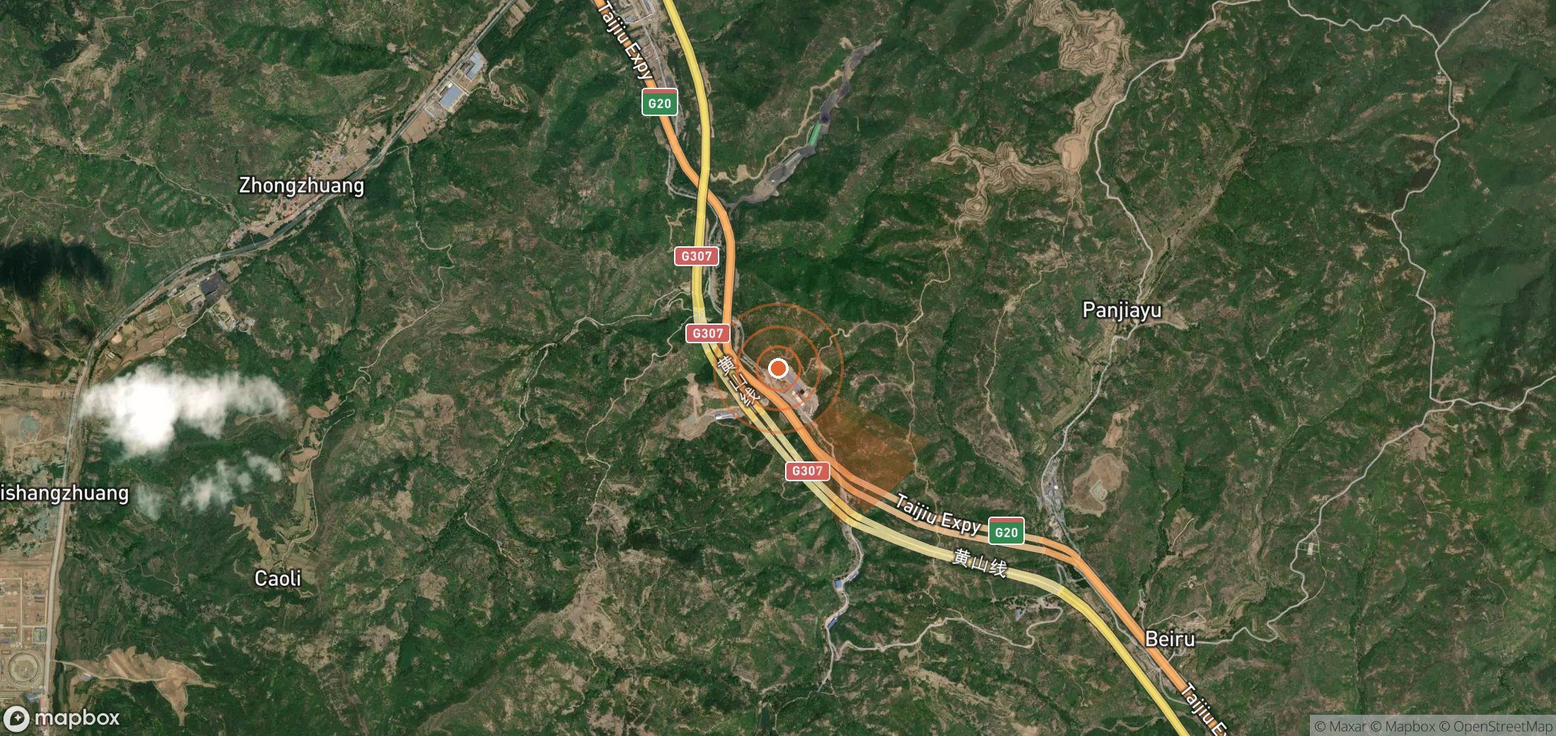 Satellite map of methane plume locations in China