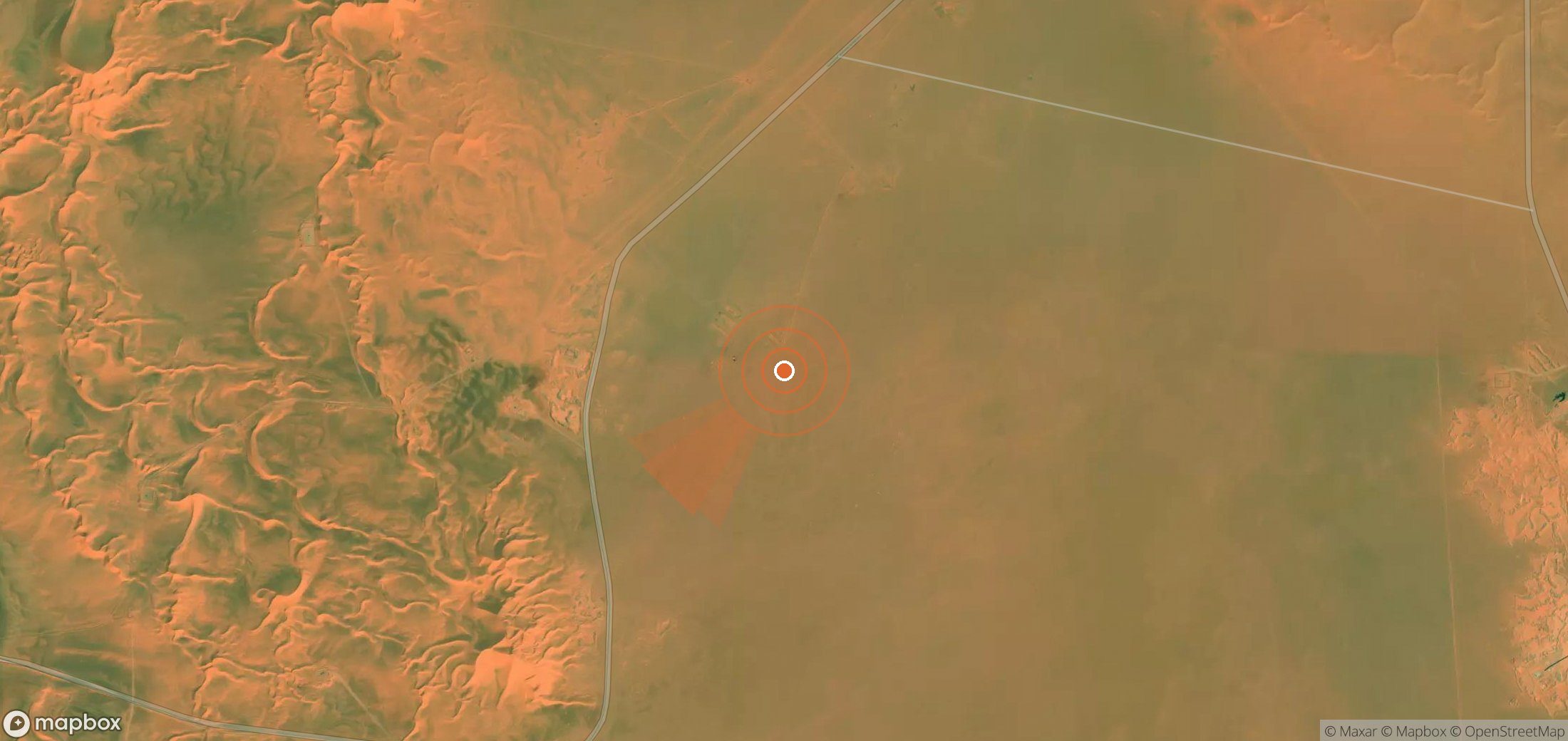 Mapa satelital de plumas de metano en Argelia