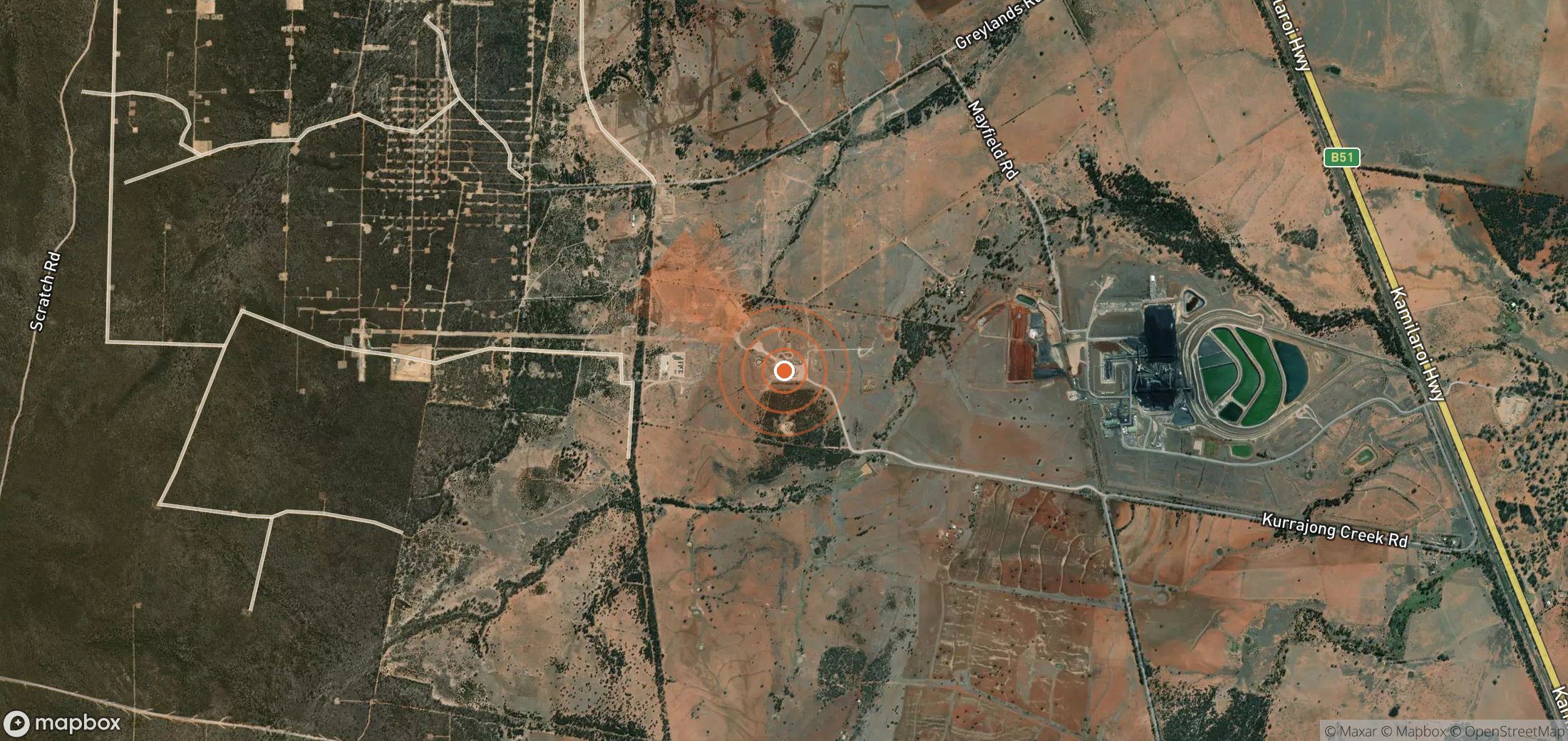 Satellite map of methane plume locations in Australia