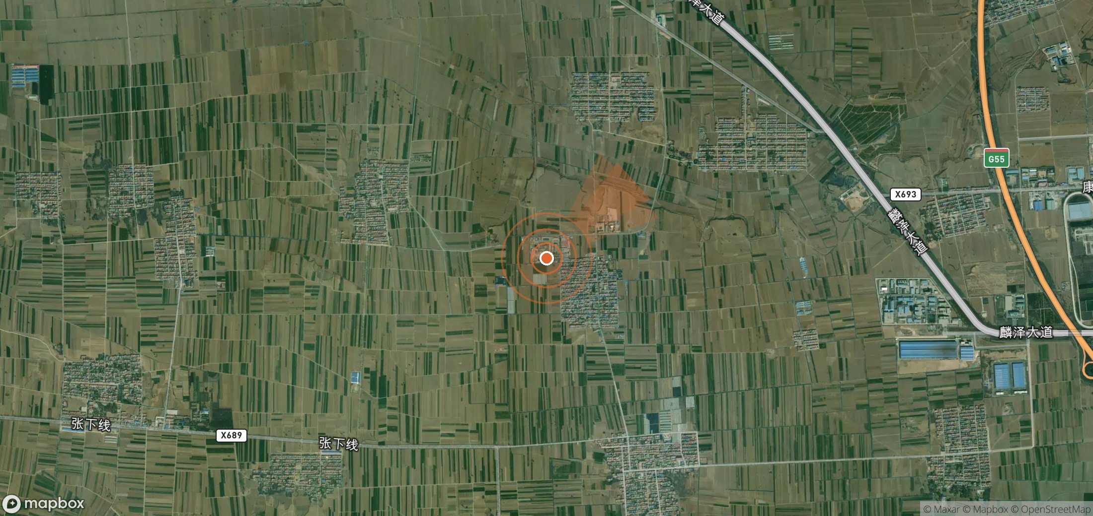 Satellite map of methane plume locations in China