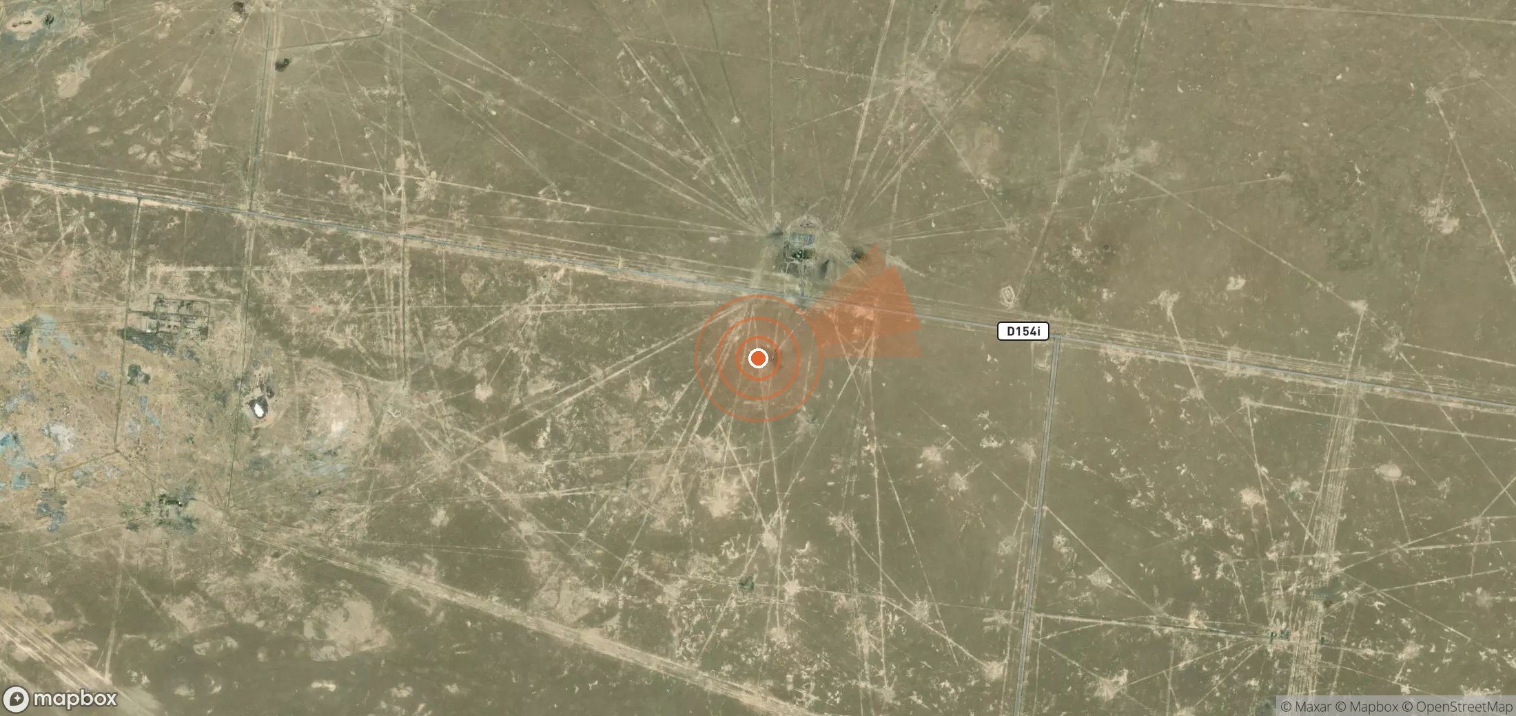 Satellite map of methane plume locations in Uzbekistan