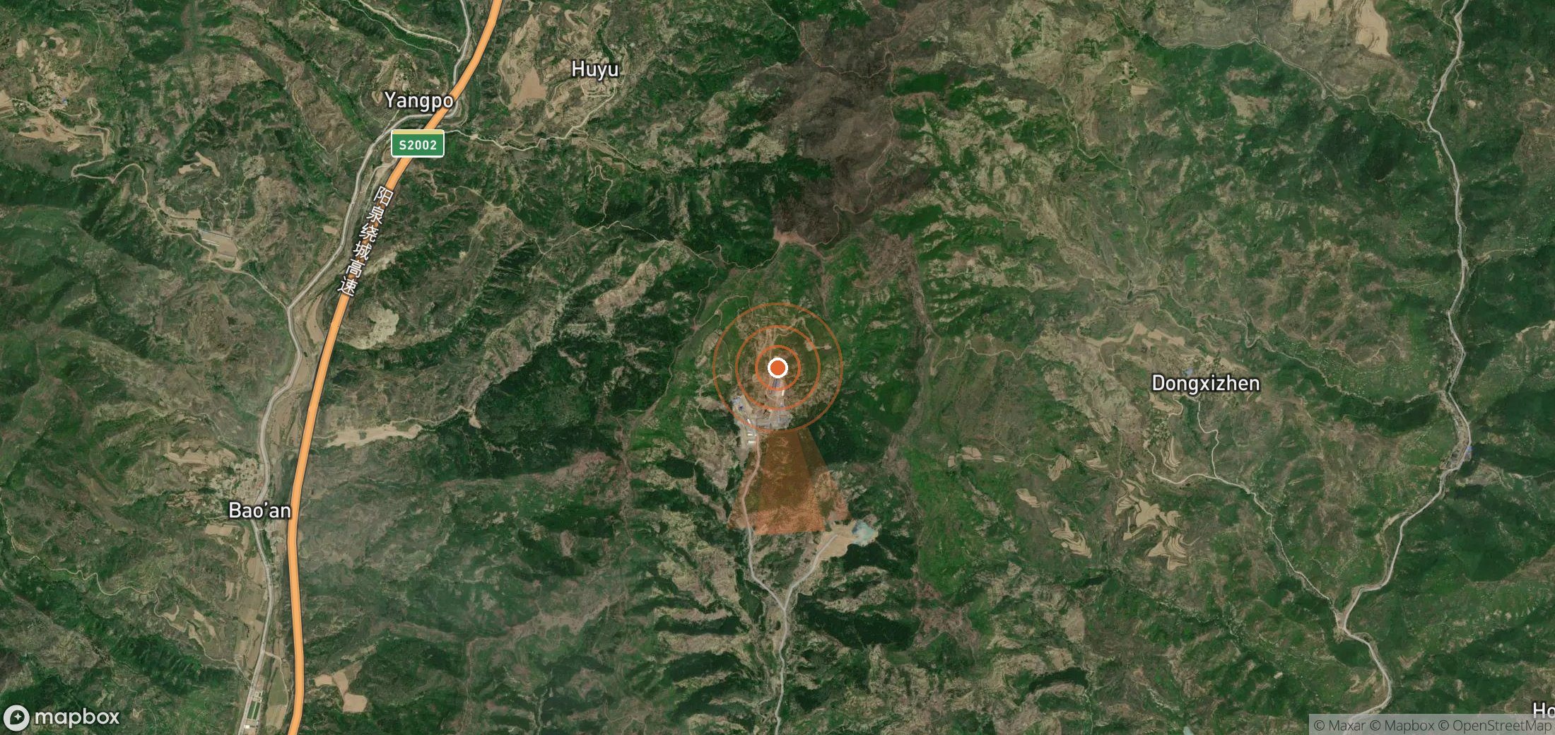 Satellite map of methane plume locations in China
