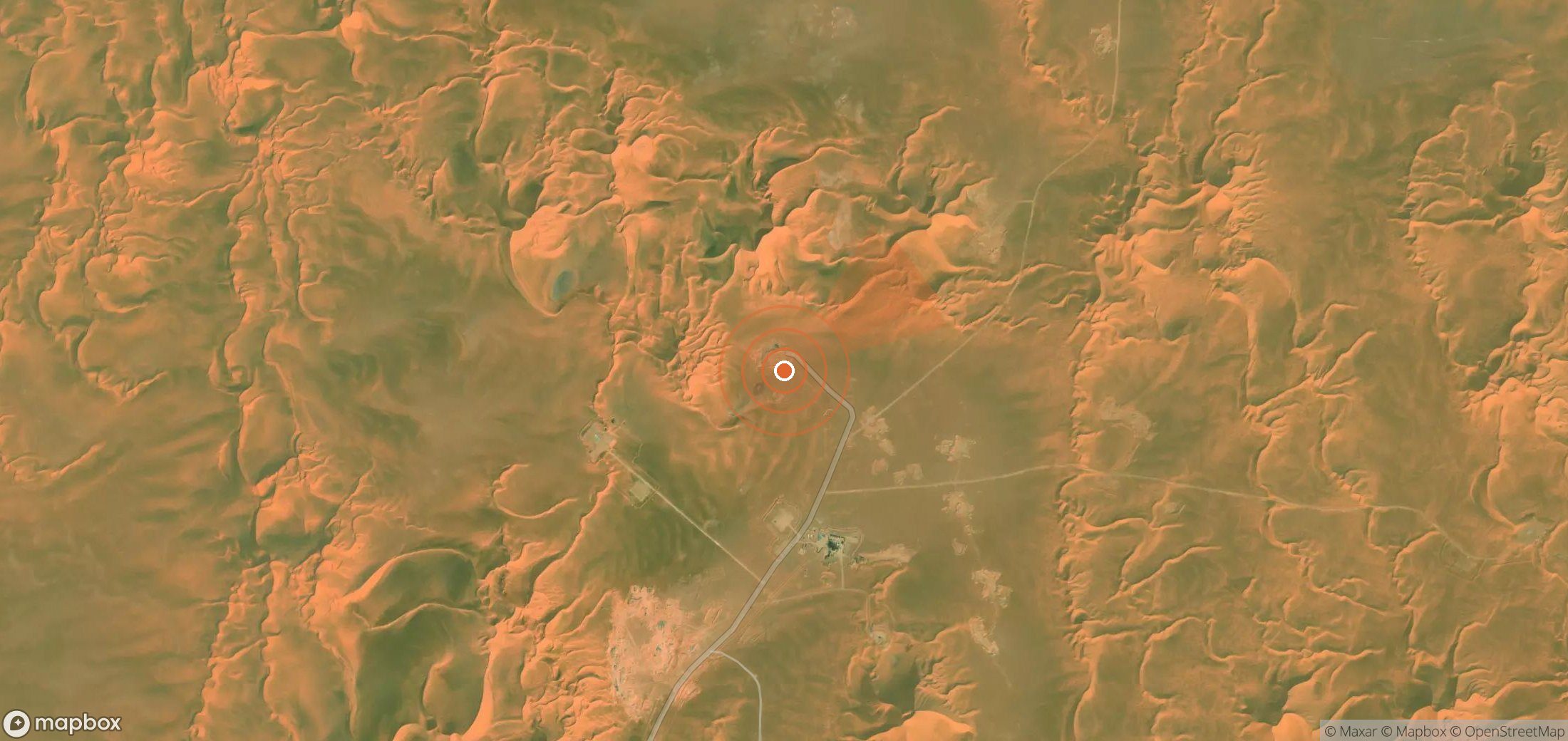 Satellite map of methane plume locations in Algeria