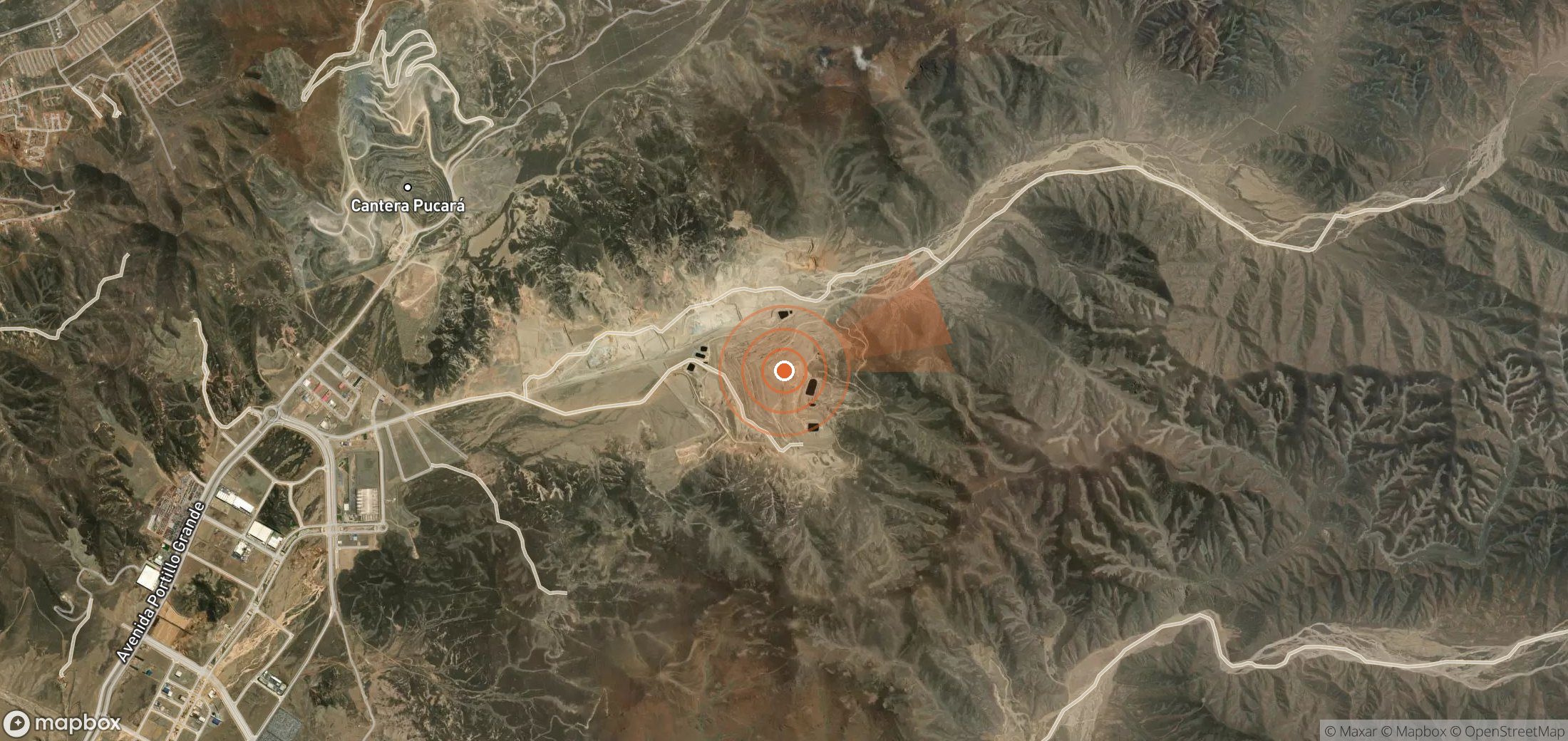 Satellite map of methane plume locations in Peru