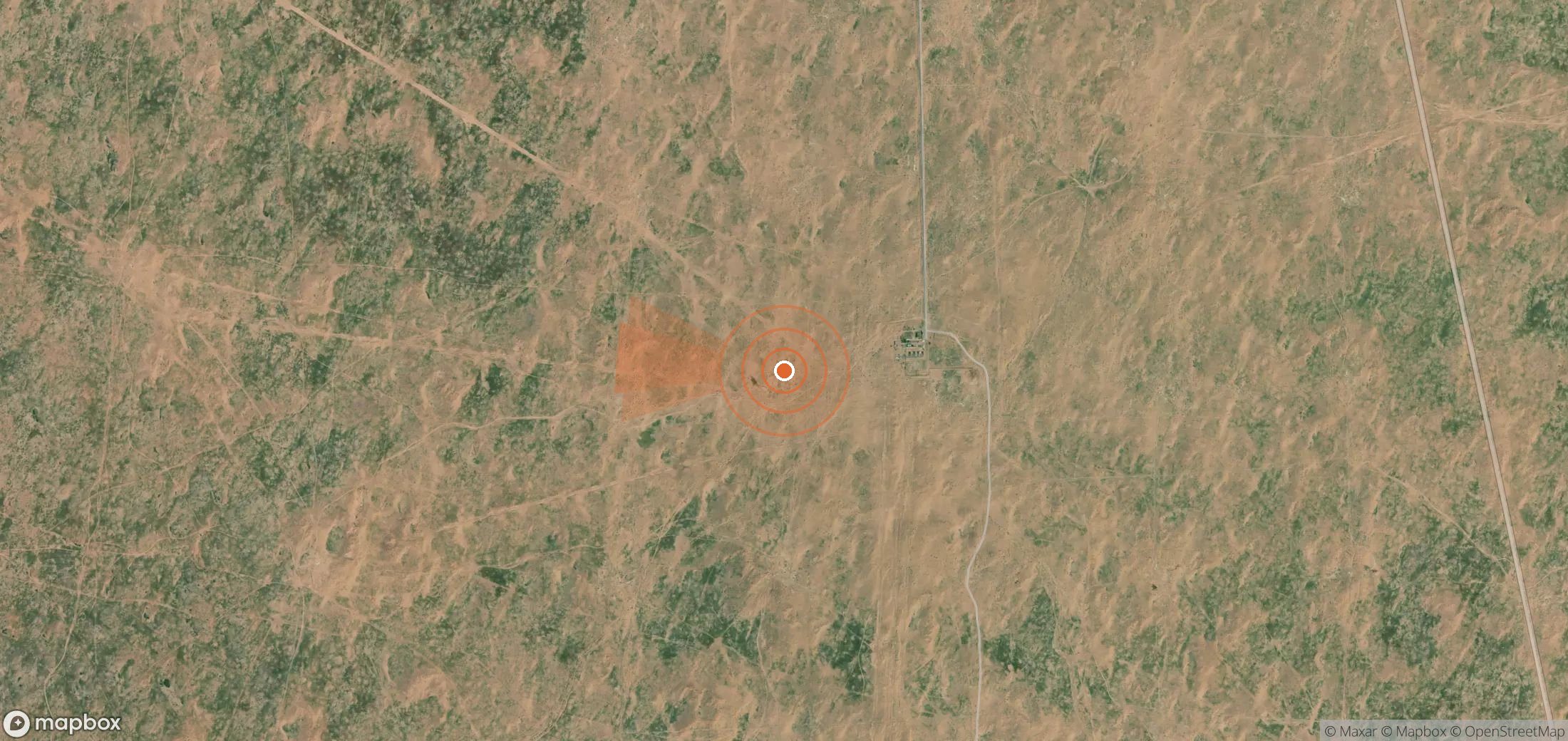 Satellite map of methane plume locations in Turkmenistan