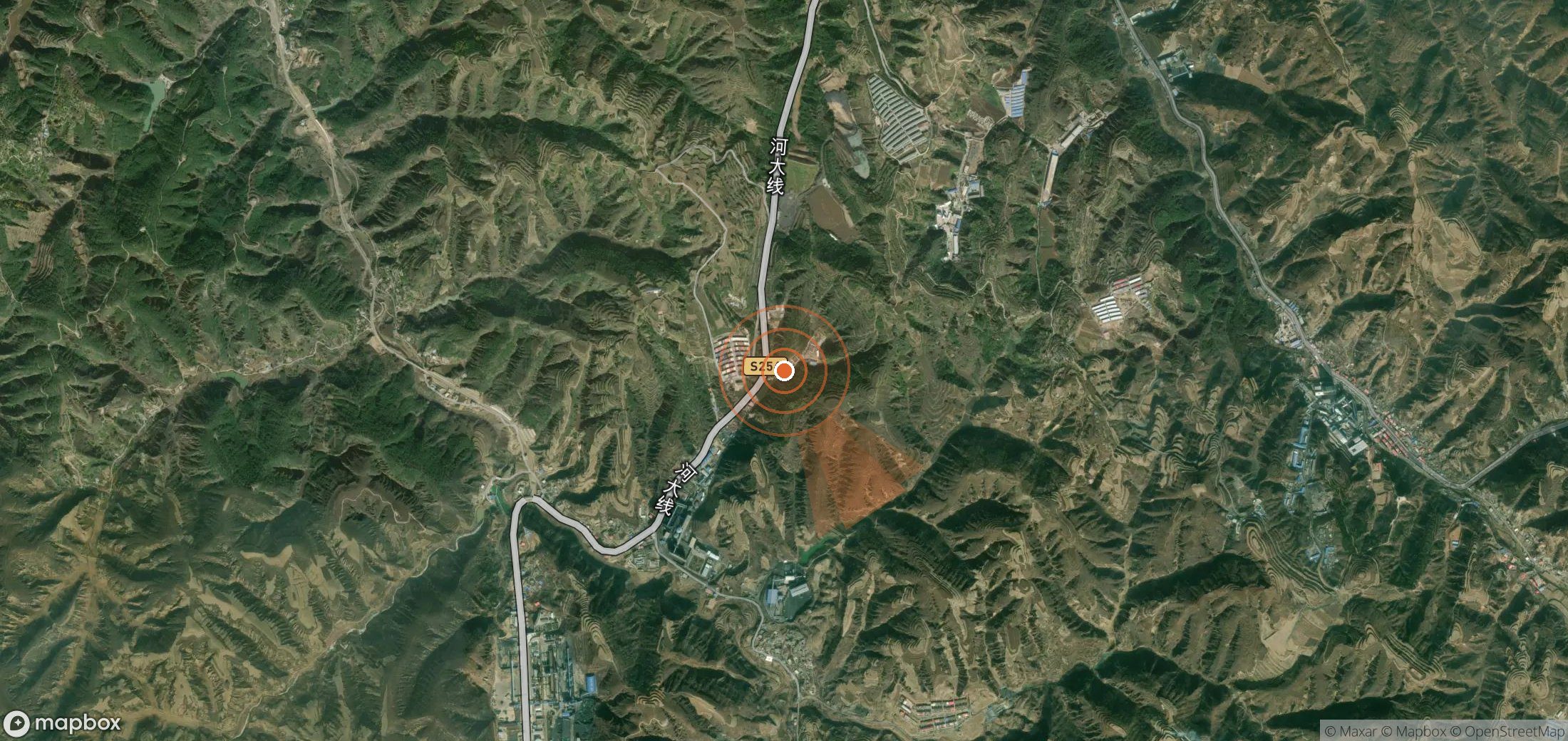 Satellite map of methane plume locations in China