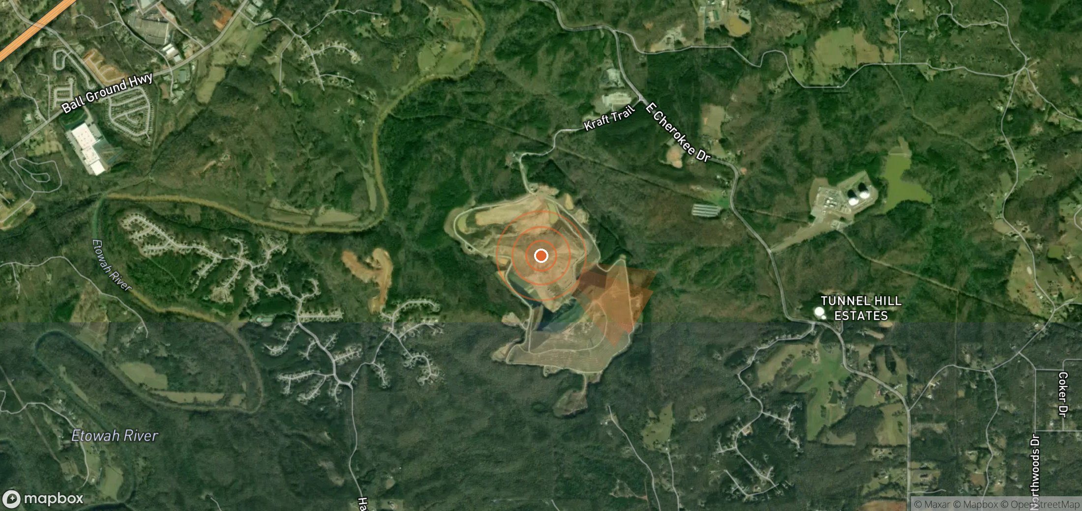 Satellite map of methane plume locations in United States