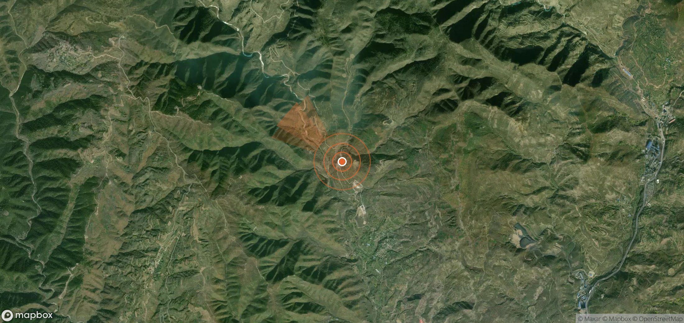 Satellite map of methane plume locations in China