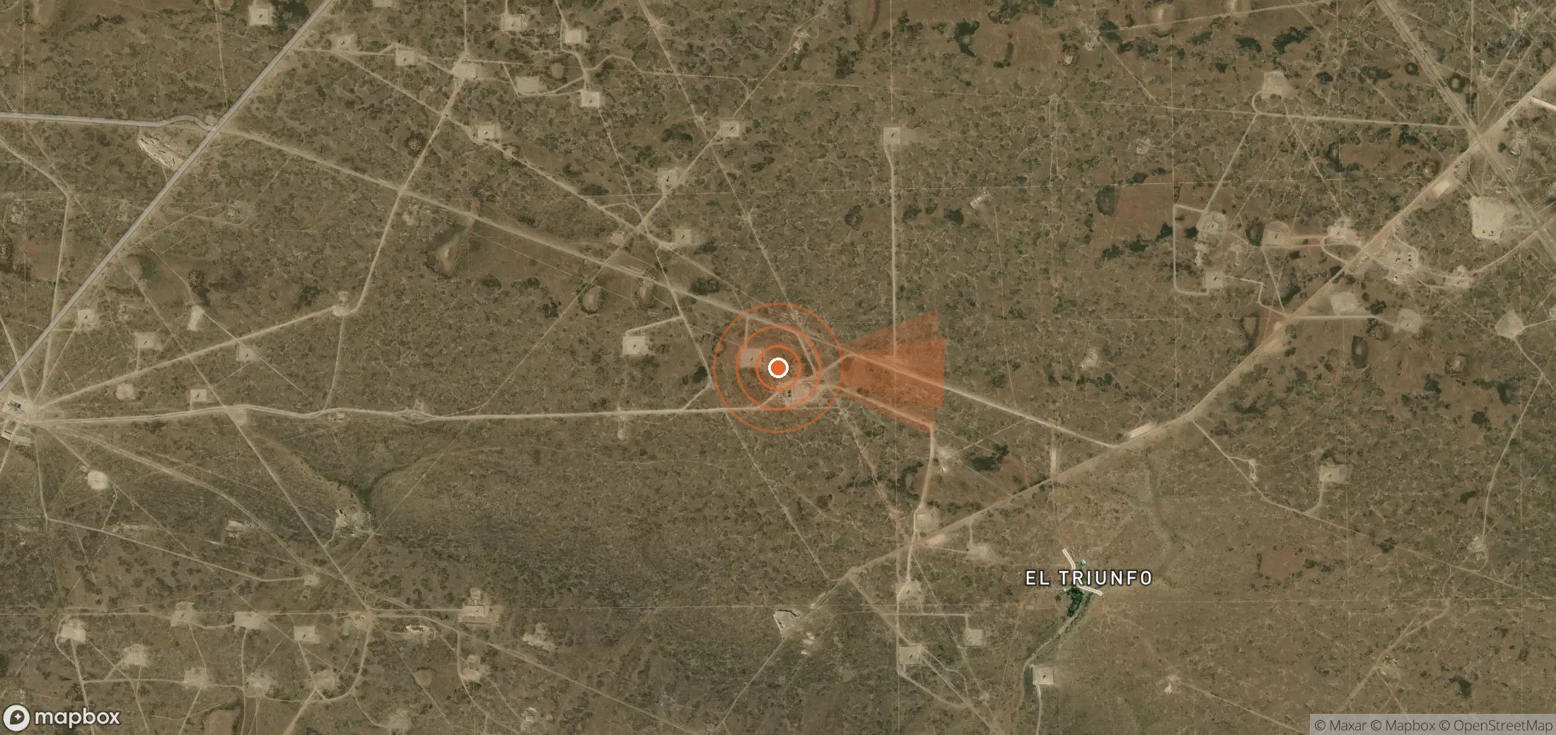 Satellite map of methane plume locations in Argentina