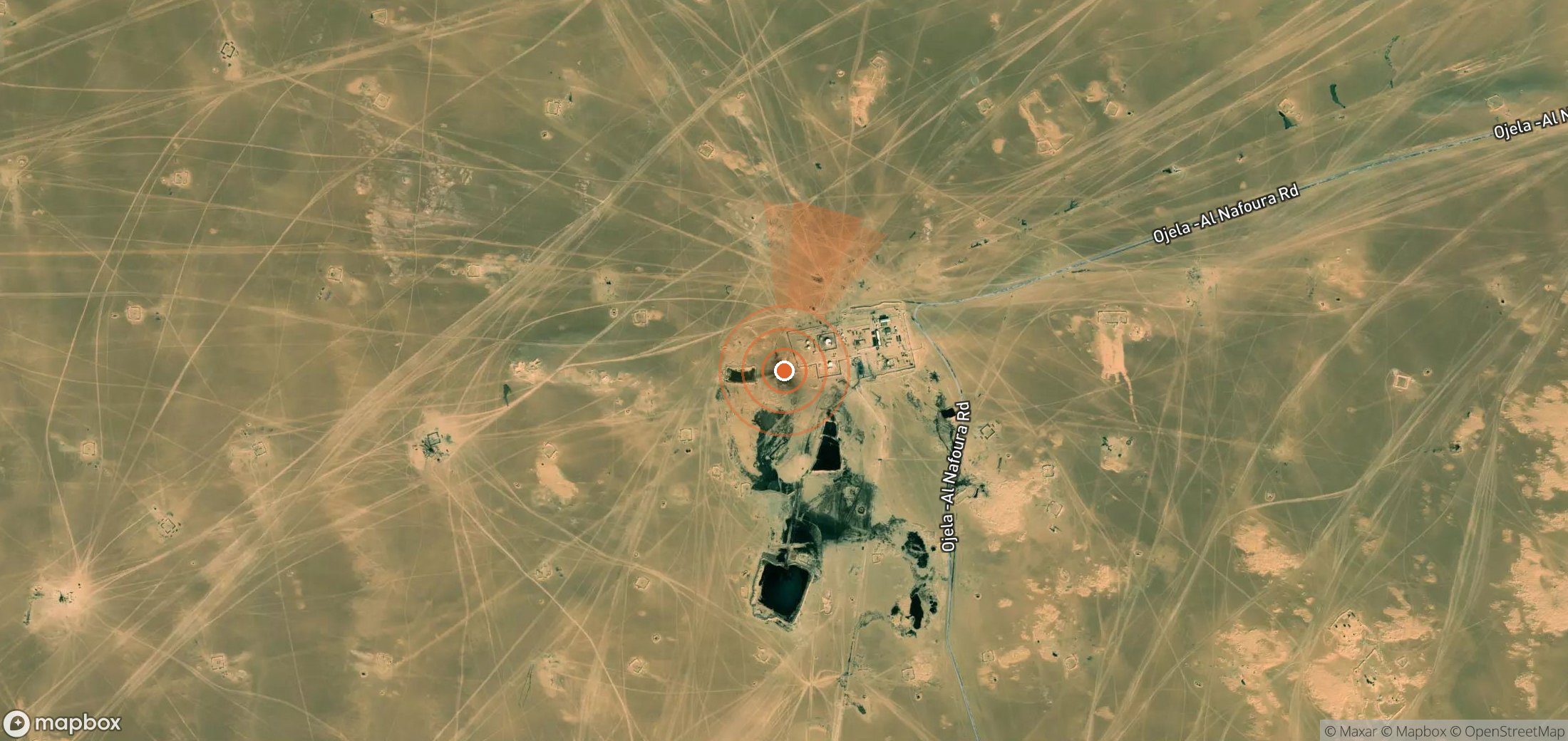 Satellite map of methane plume locations in Libya