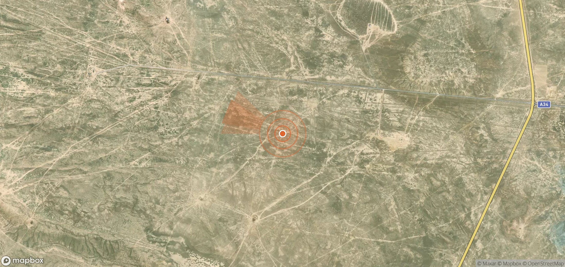 Satellite map of methane plume locations in Kazakhstan