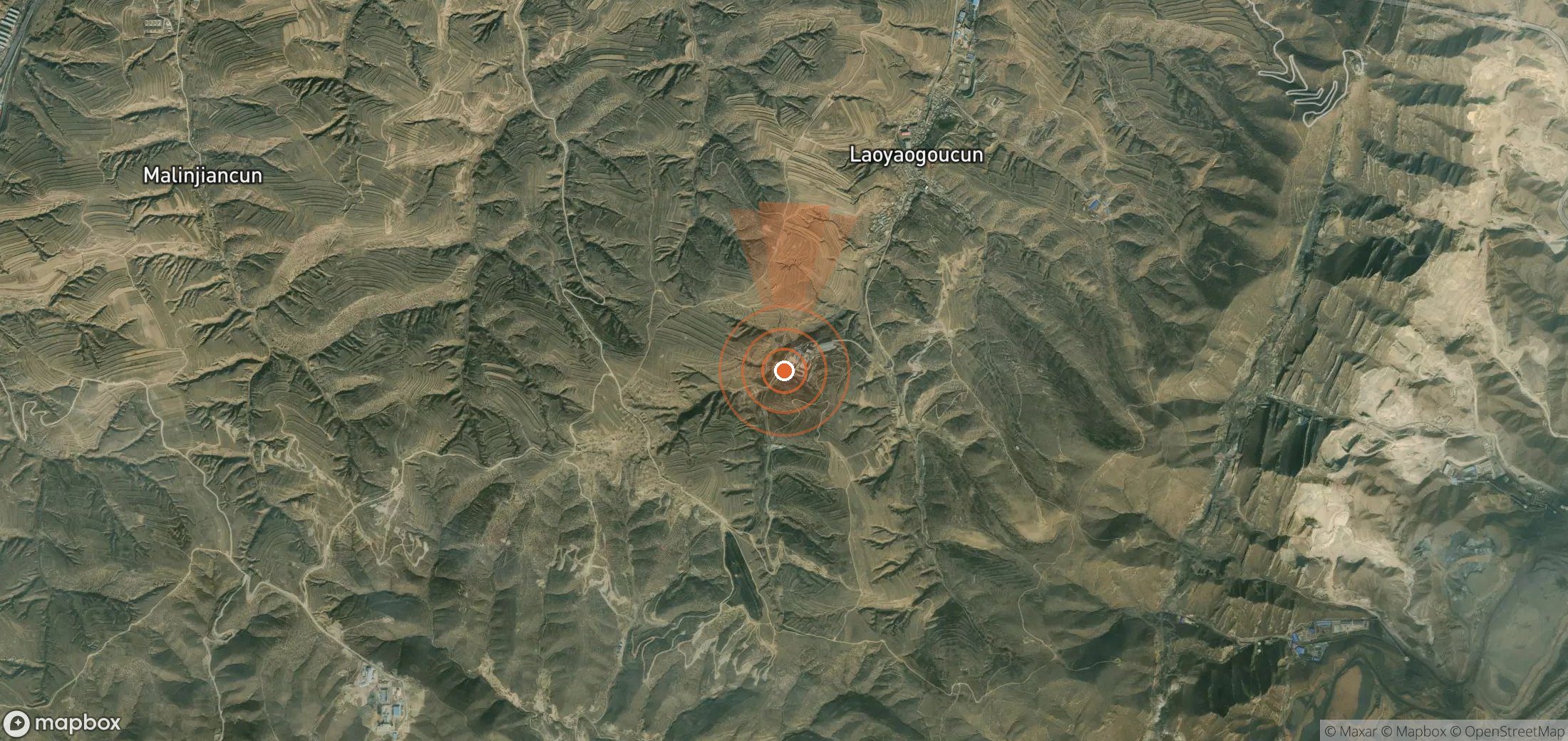Satellite map of methane plume locations in China