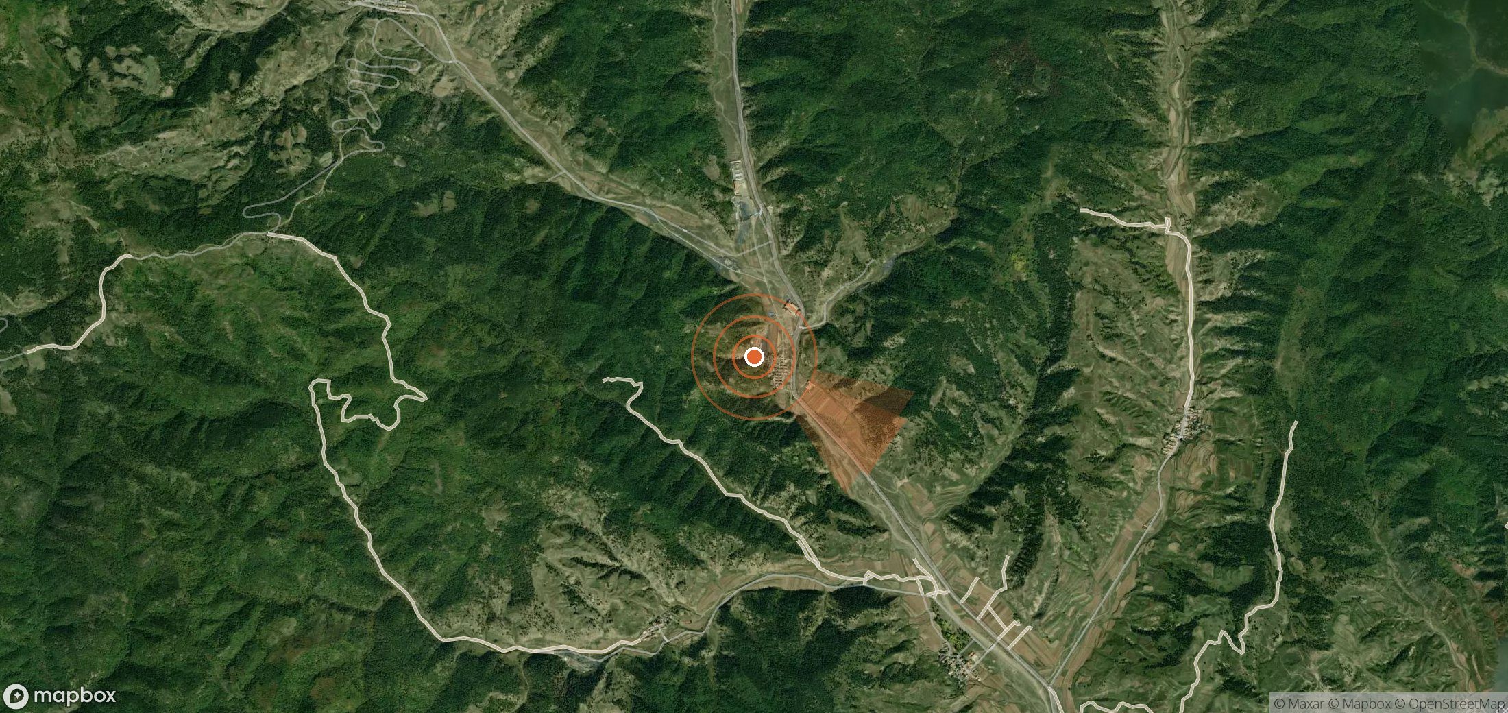 Satellite map of methane plume locations in China