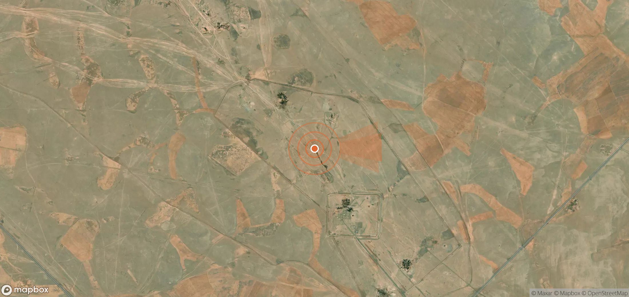 Satellite map of methane plume locations in Syria