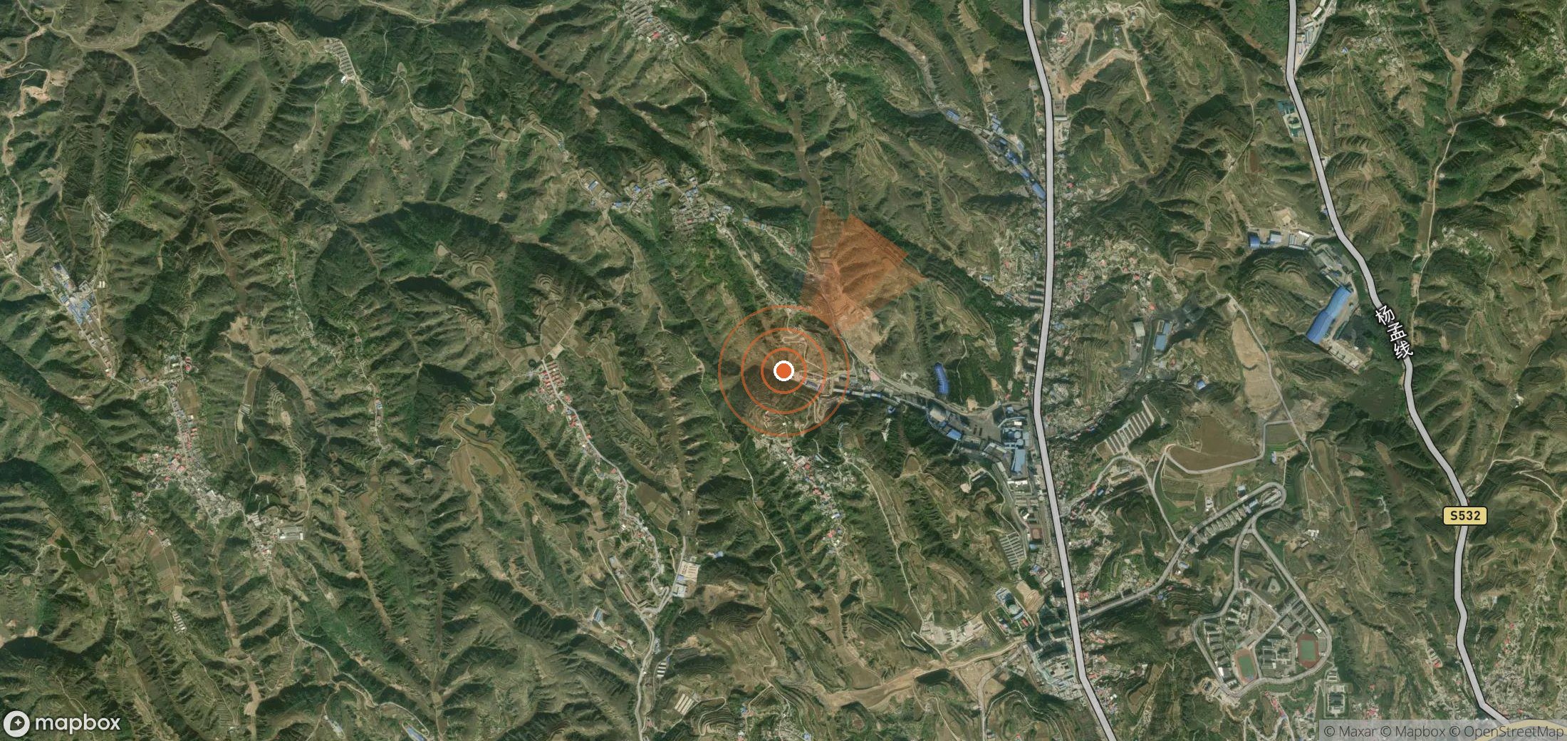 Satellite map of methane plume locations in China