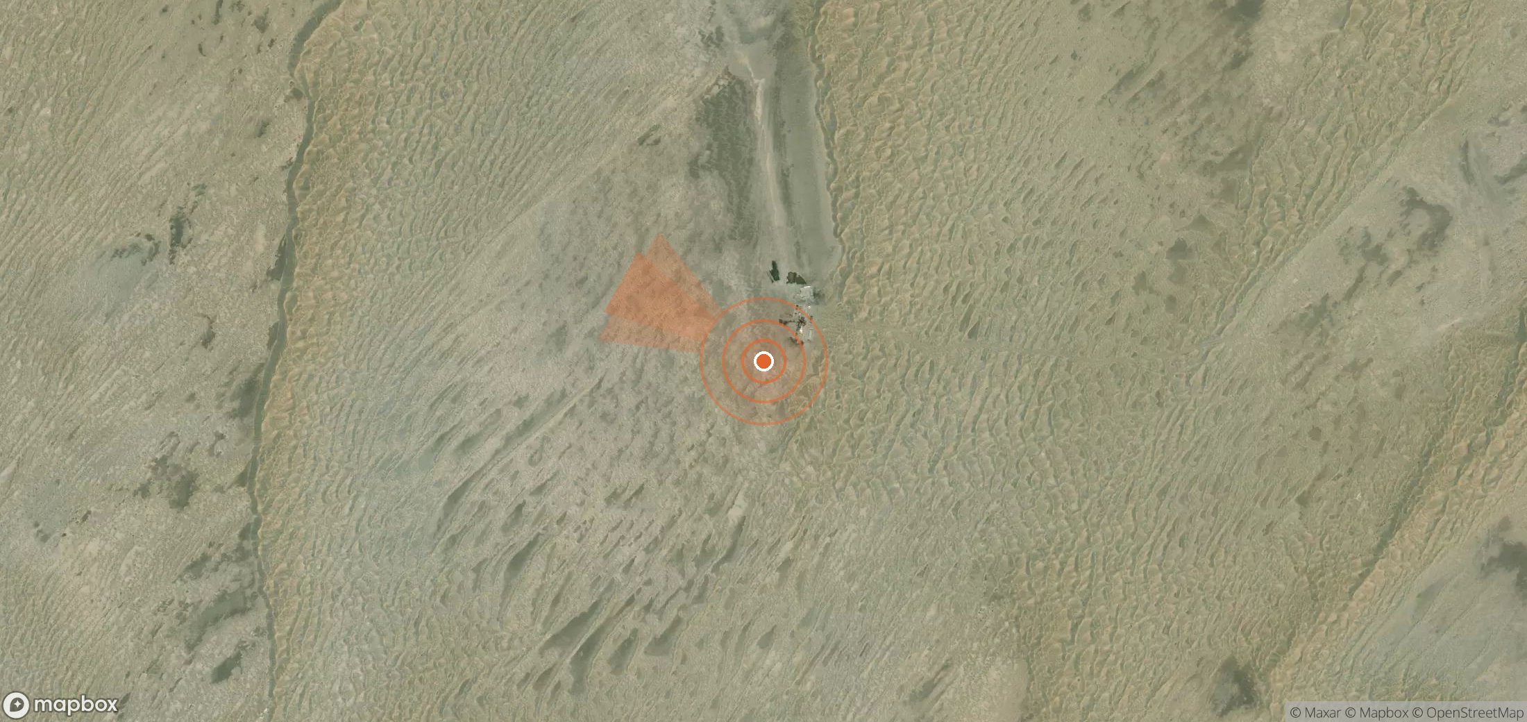 Satellite map of methane plume locations in Turkmenistan
