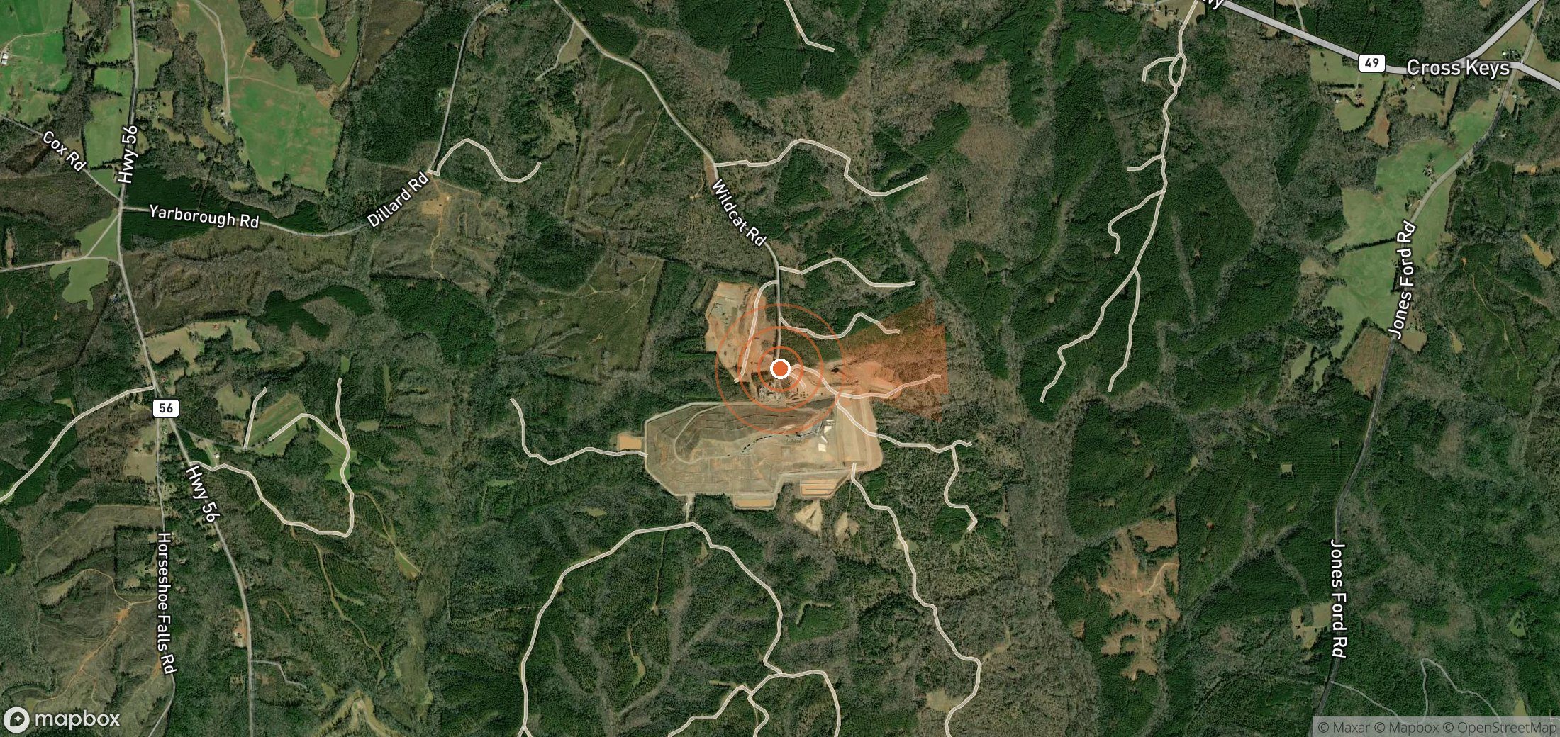 Mapa satelital de plumas de metano en Estados Unidos