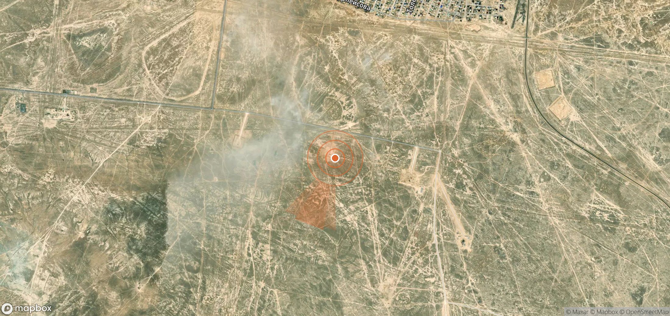 Satellite map of methane plume locations in Kazakhstan