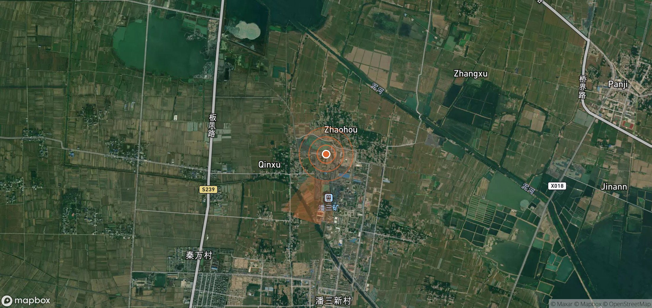 Satellite map of methane plume locations in China
