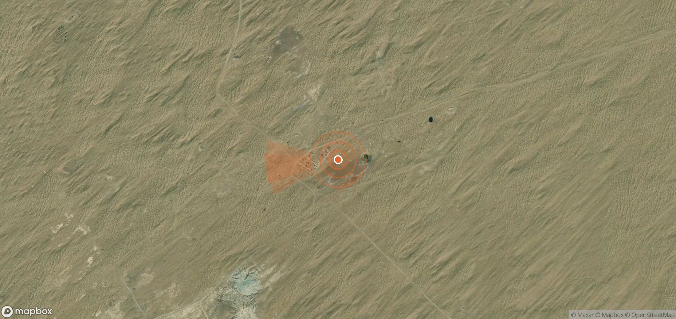 Satellite map of methane plume locations in Turkmenistan